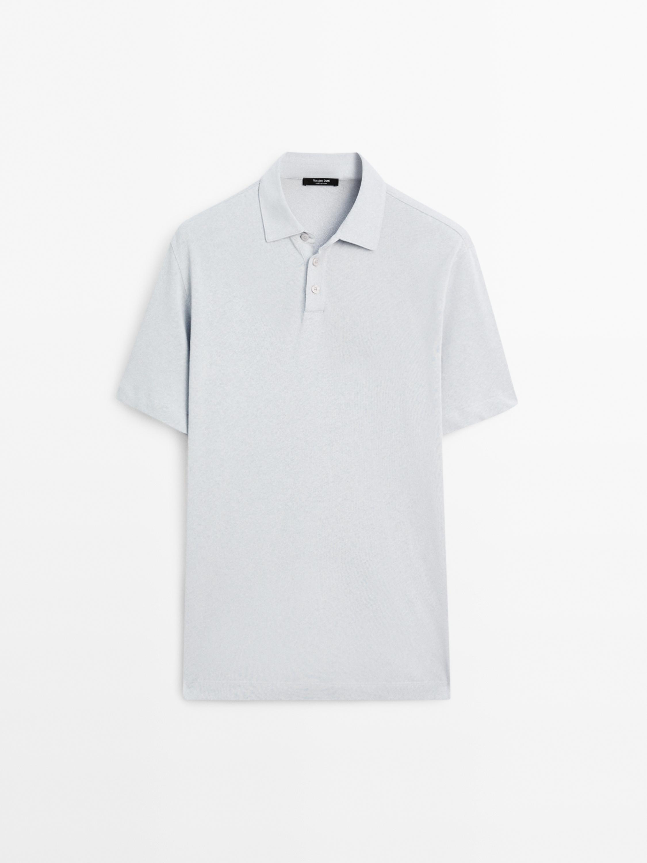 Short sleeve polo shirt with linen