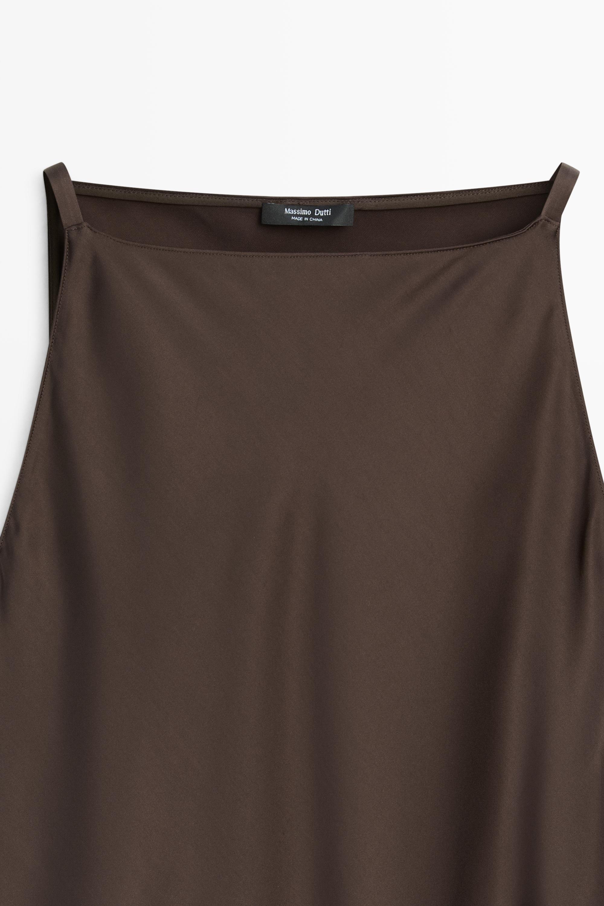 Satin flowing midi dress — BROWN