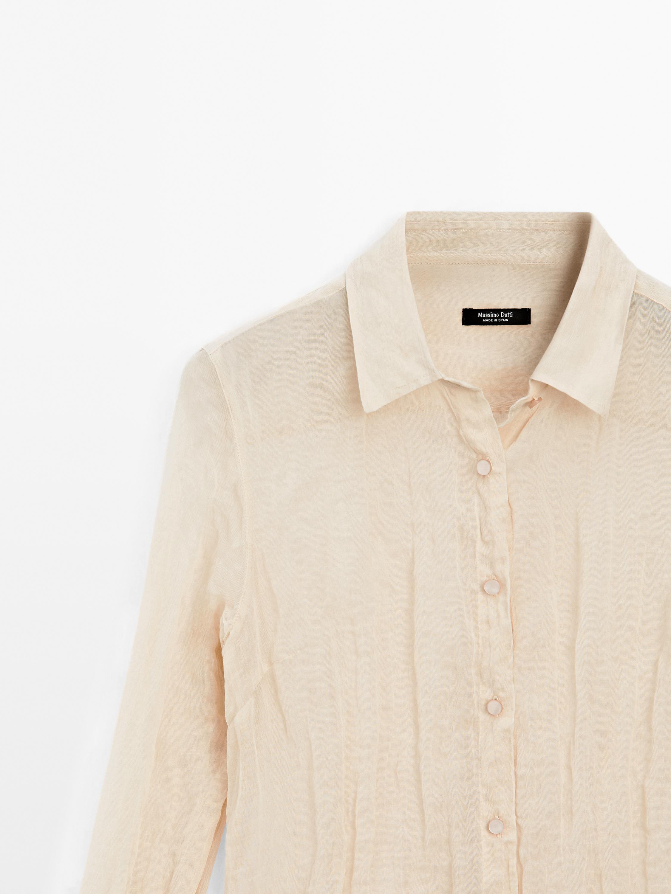 Cotton blend shirt with textured detail