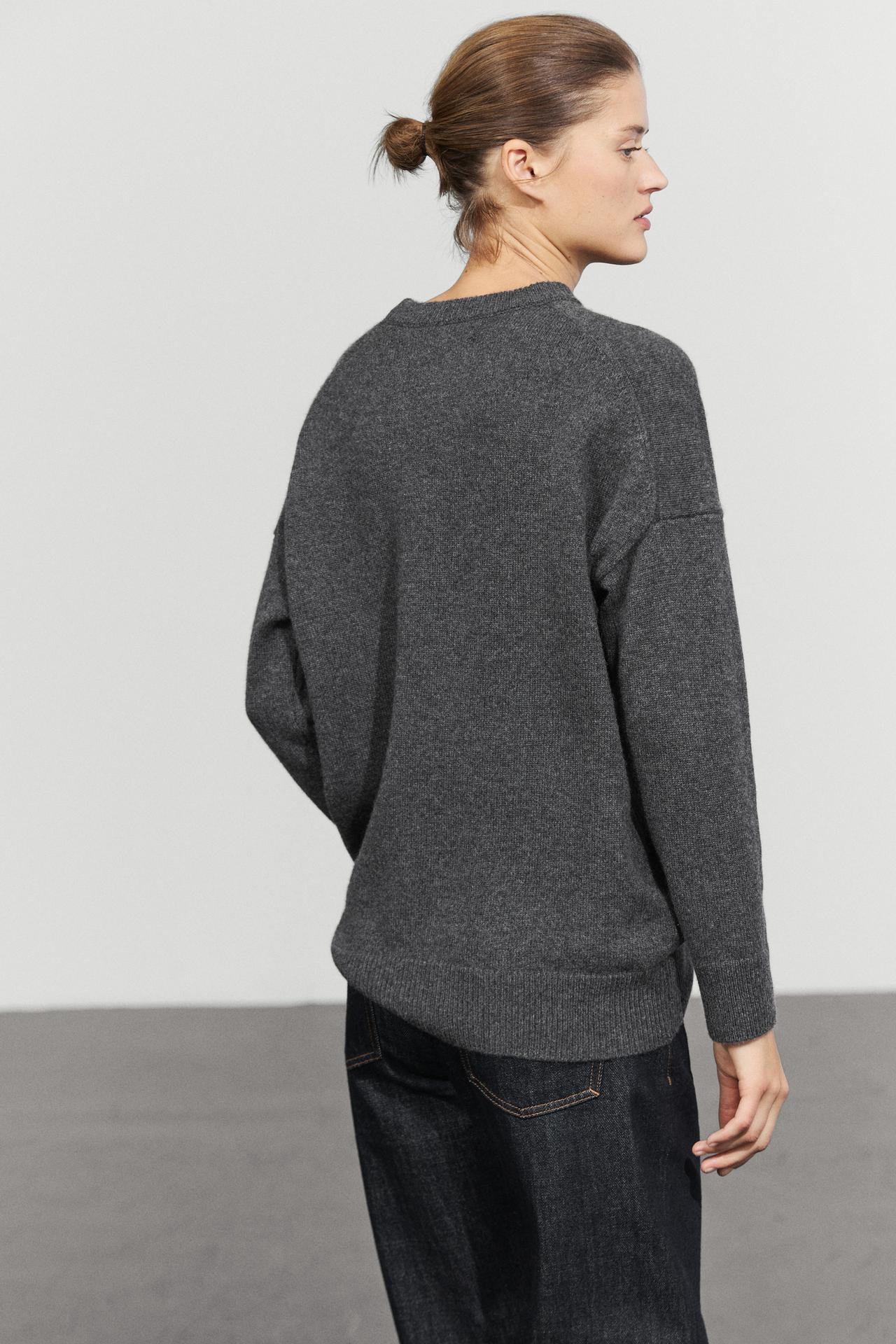 100% cashmere oversize knit sweater — ANTHRACITE GREY
