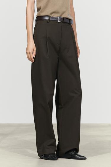 Pleated cotton-blend pants — BLACK 3
