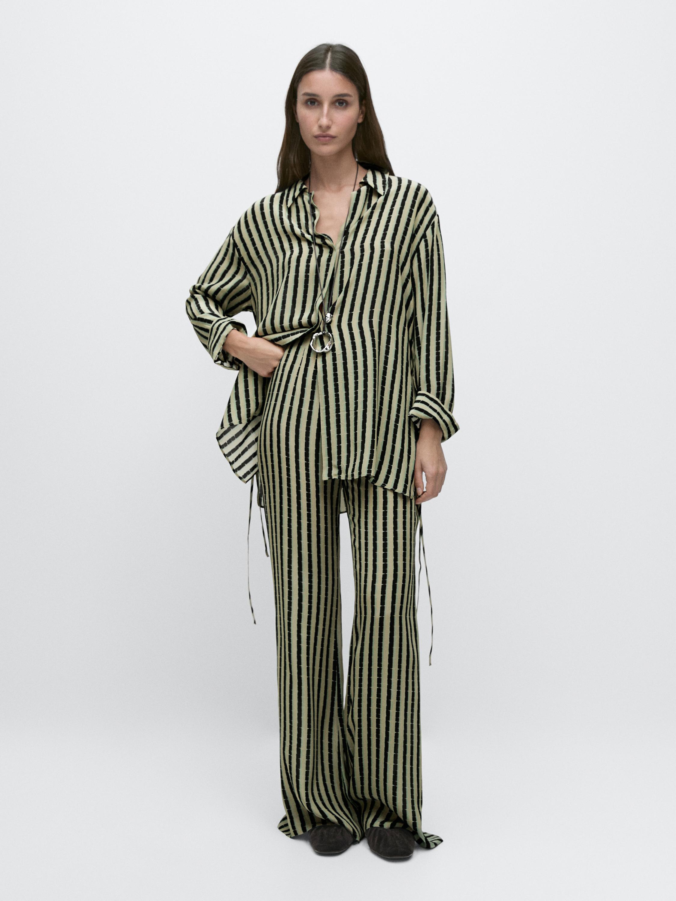 Striped flare fit trousers — AQUAMARINE