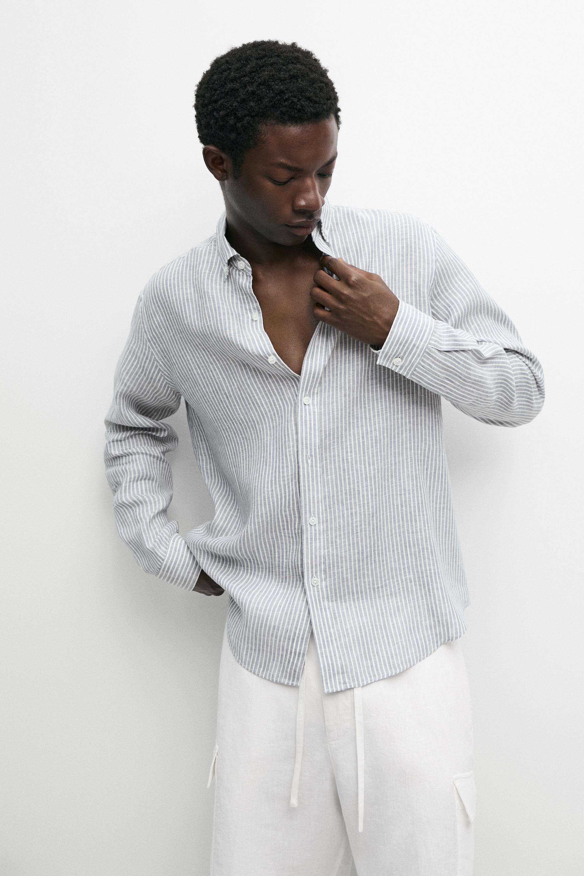 100% linen striped shirt