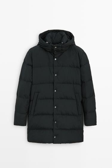 Long down jacket with hood — Blue 2