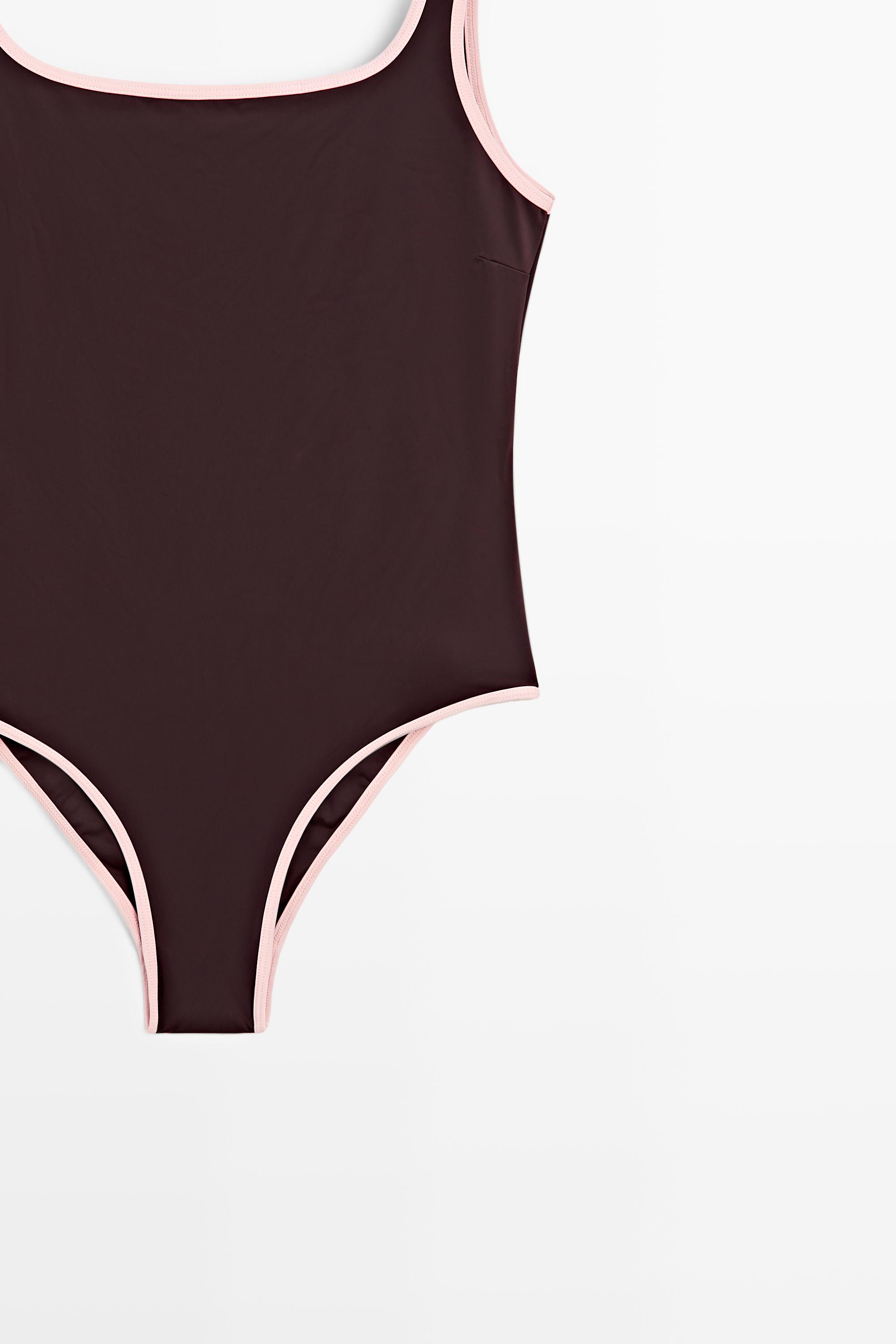 Contrast plain swimsuit — PALE PINK