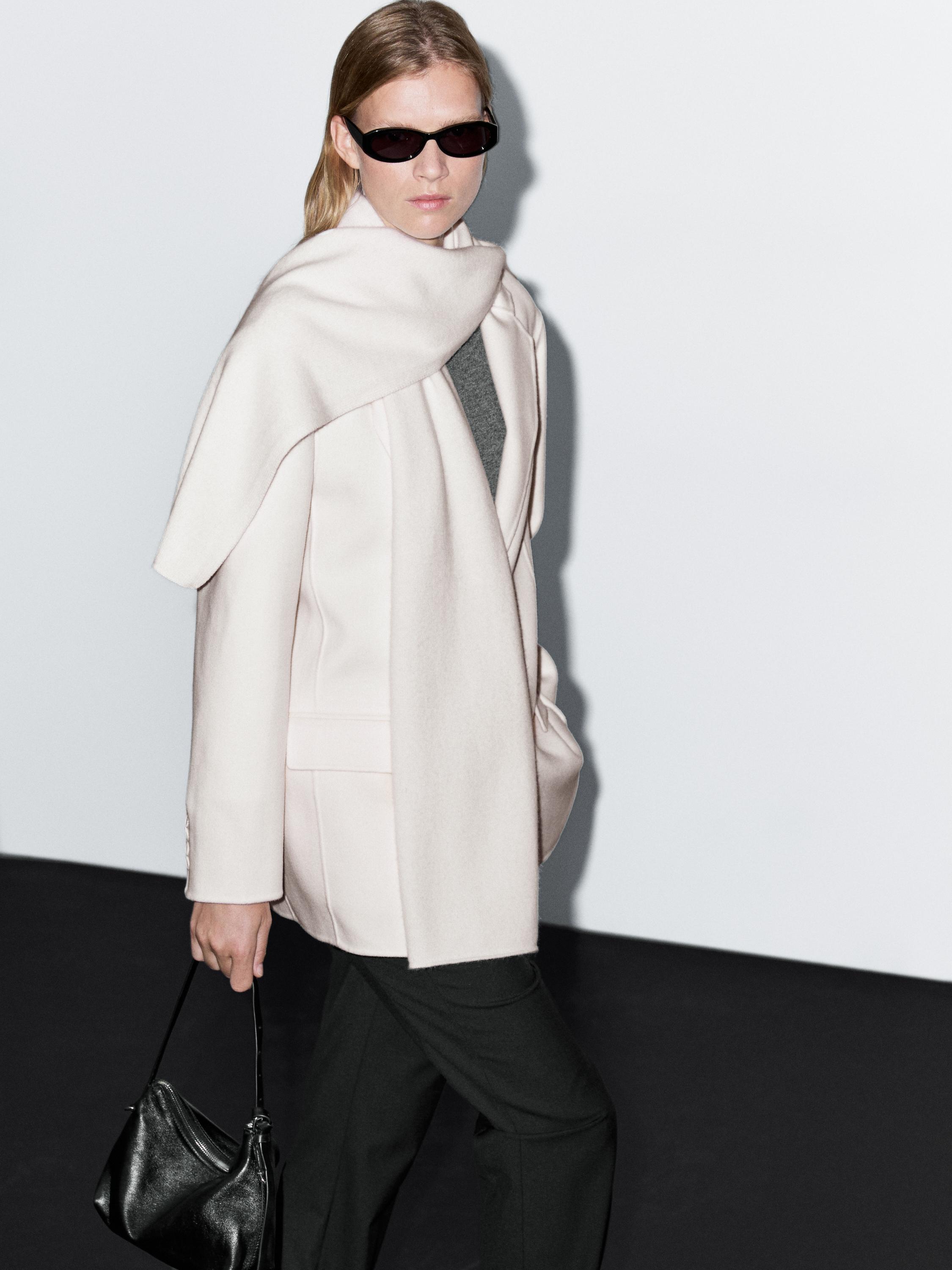 Wool blend blazer with scarf