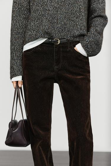 Low-rise straight-leg jeans with flocking finish — MOLE BROWN 3