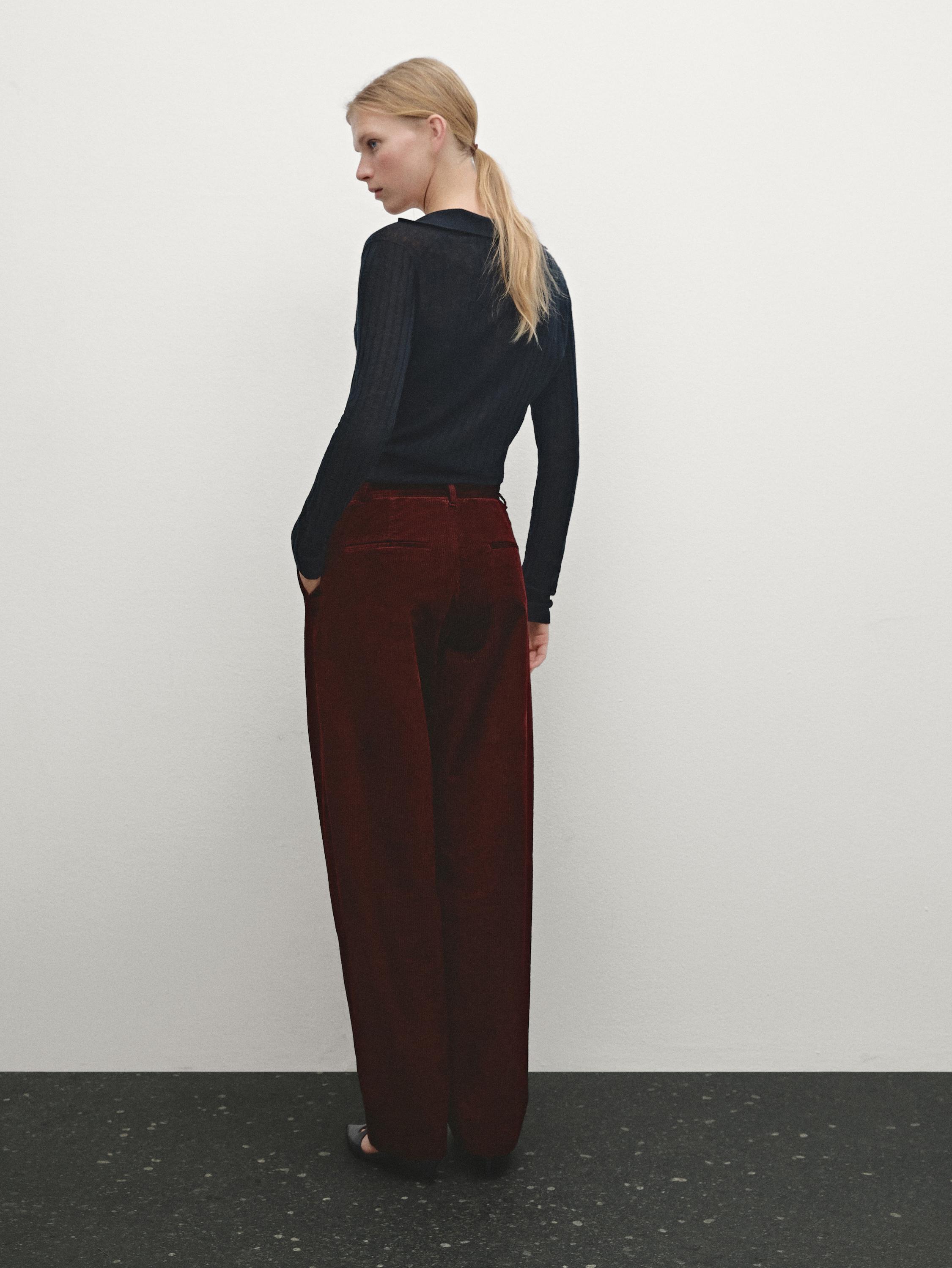 Вельветовые брюки свободного кроя с высокой посадкой