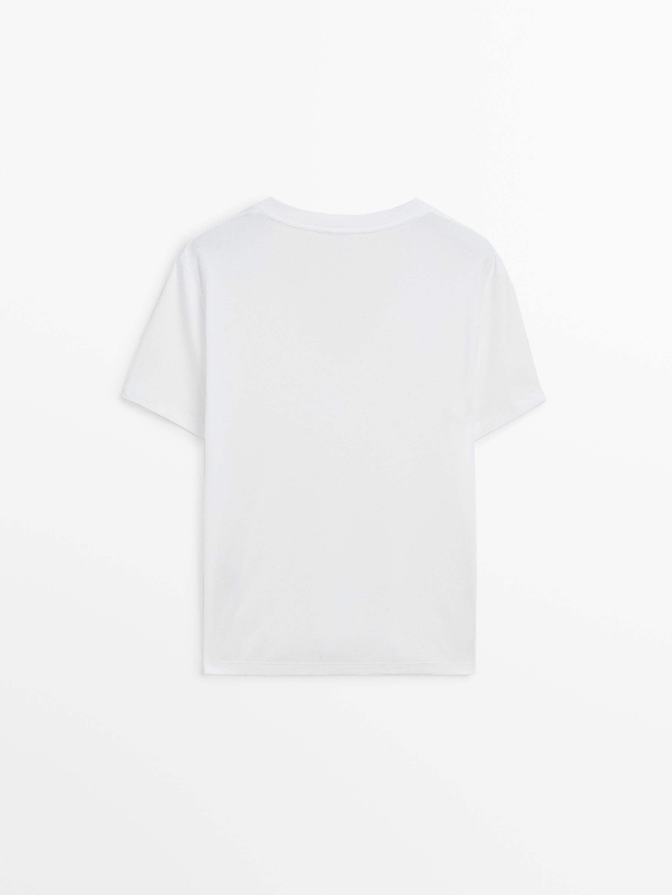 T-shirt 100 % coton, col en V