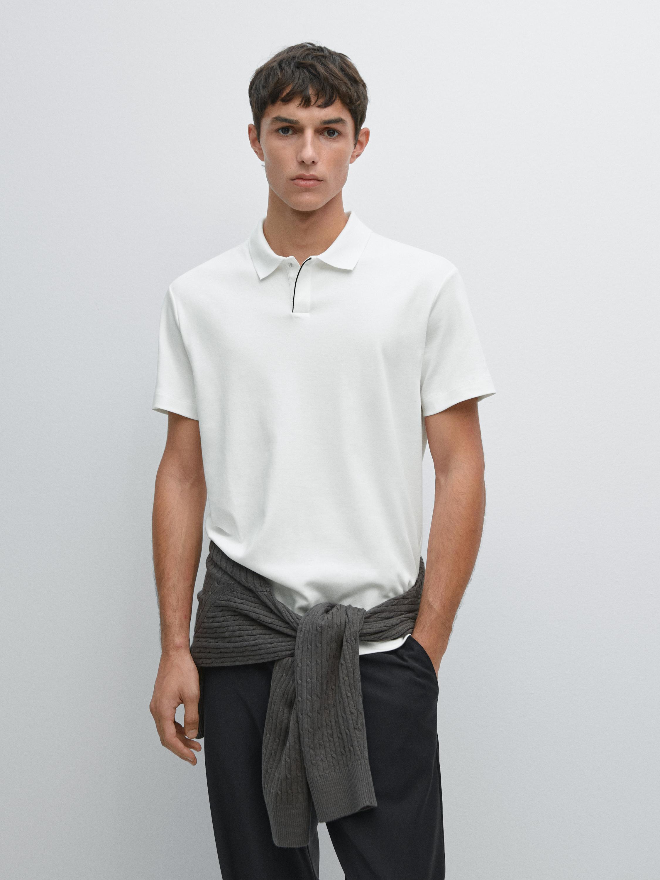 Short sleeve polo shirt with placket detail