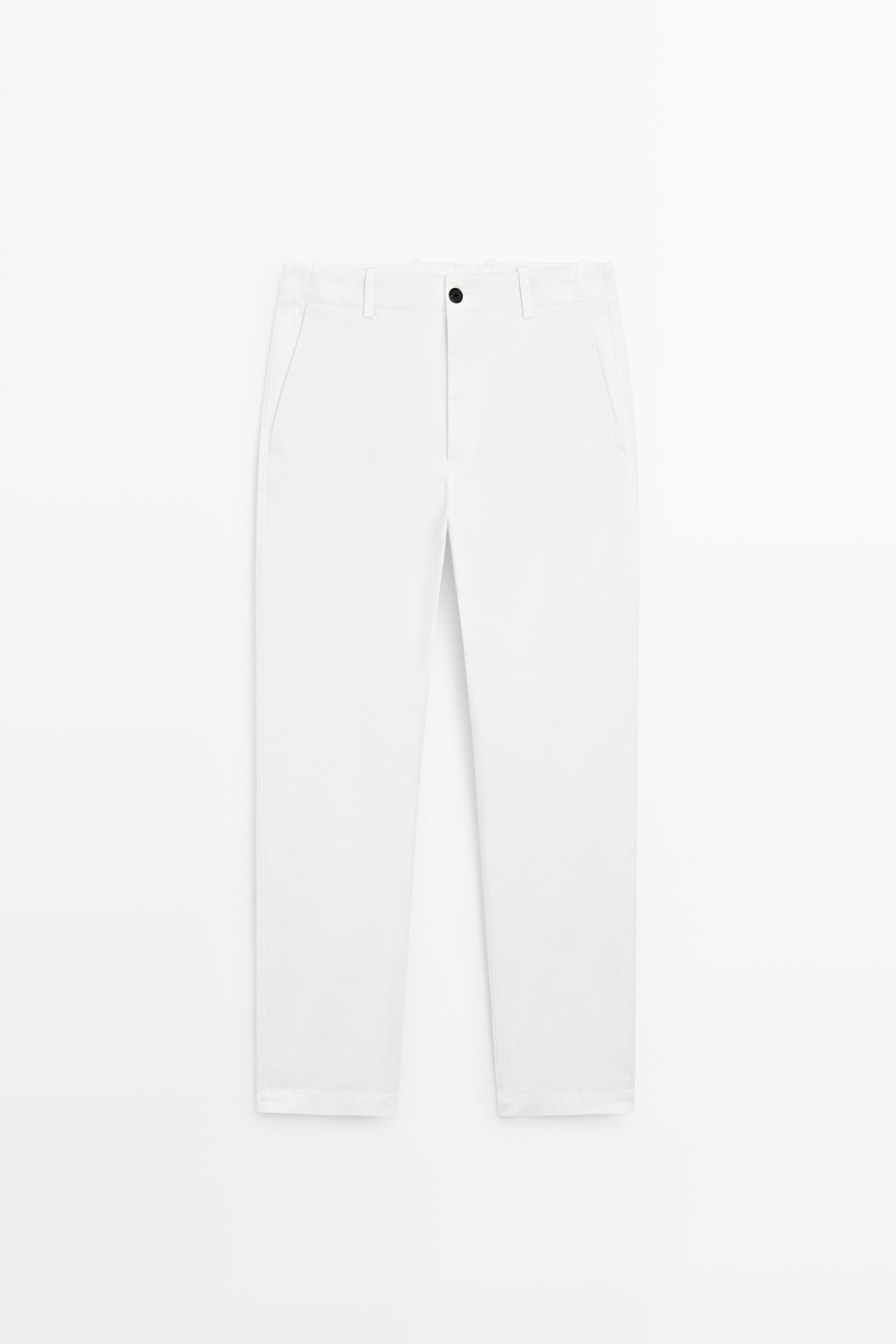 Cotton blend straight-leg pants — Off white