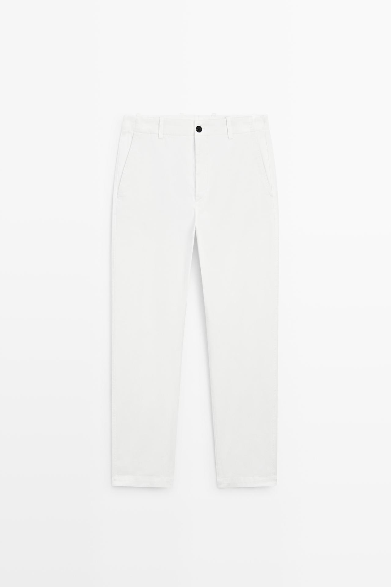 Cotton blend straight-leg pants — Off white