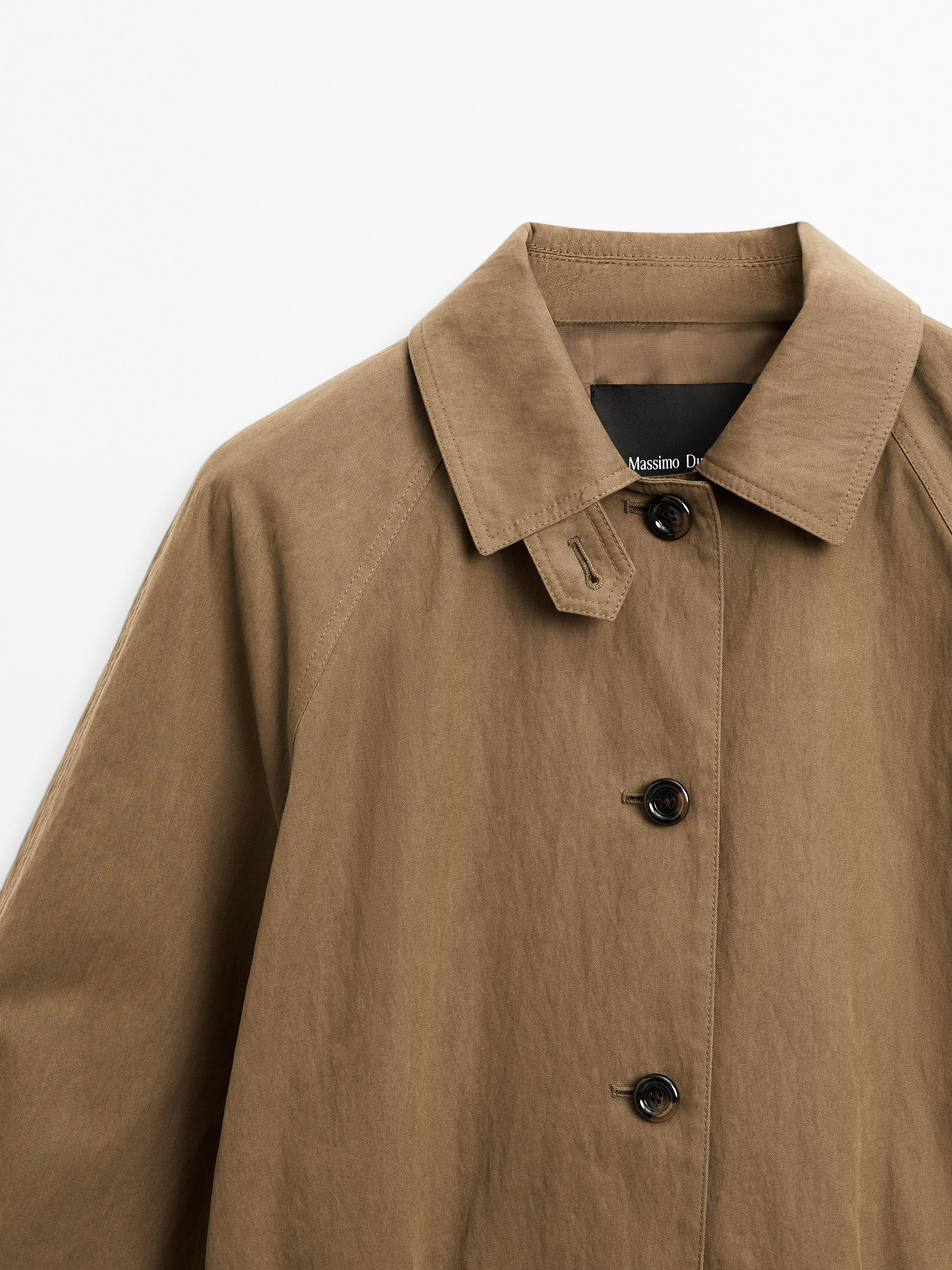 Cotton blend fitted-waist trench coat
