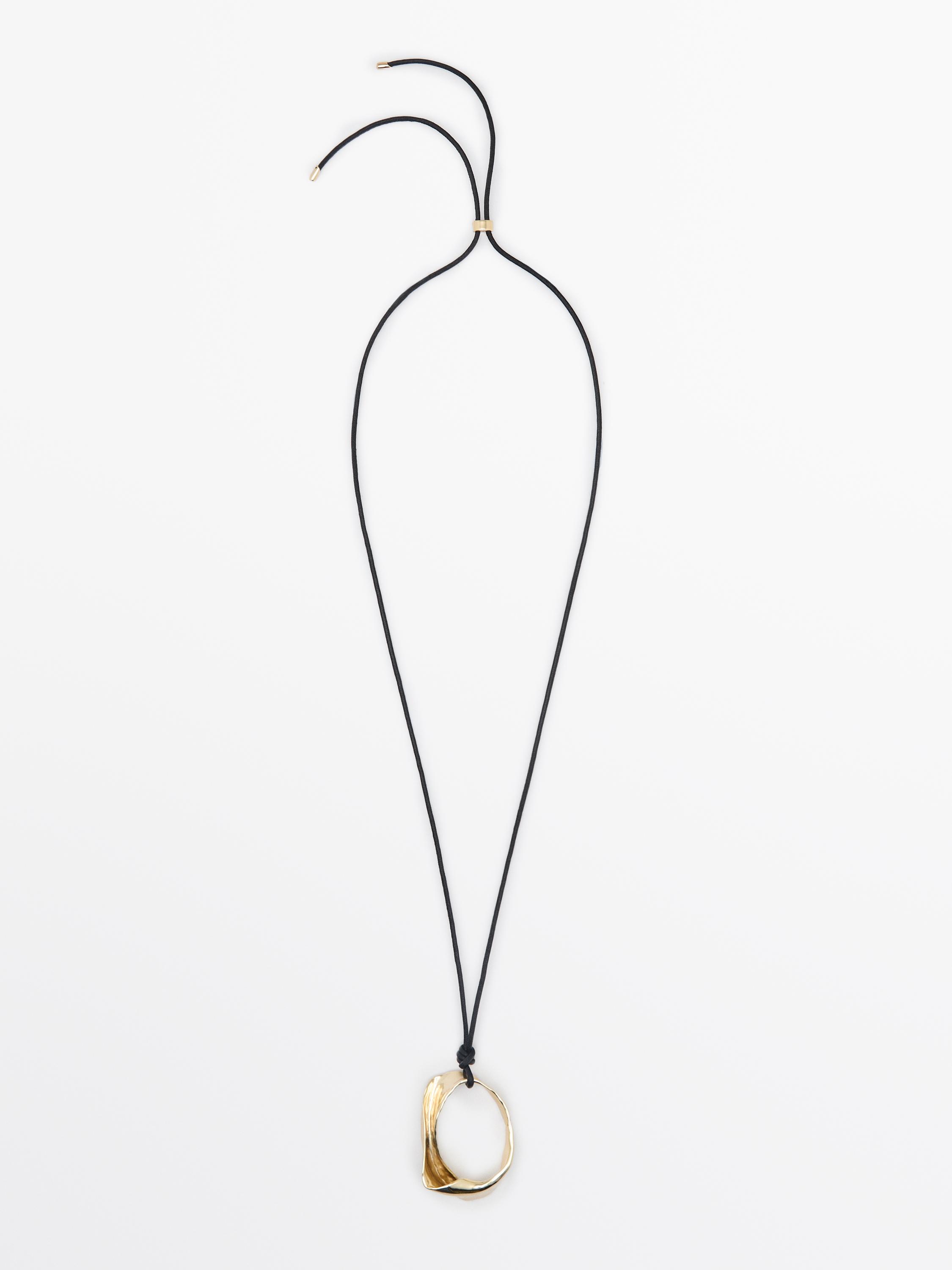 Leather cord necklace with irregular pendant — GOLDEN
