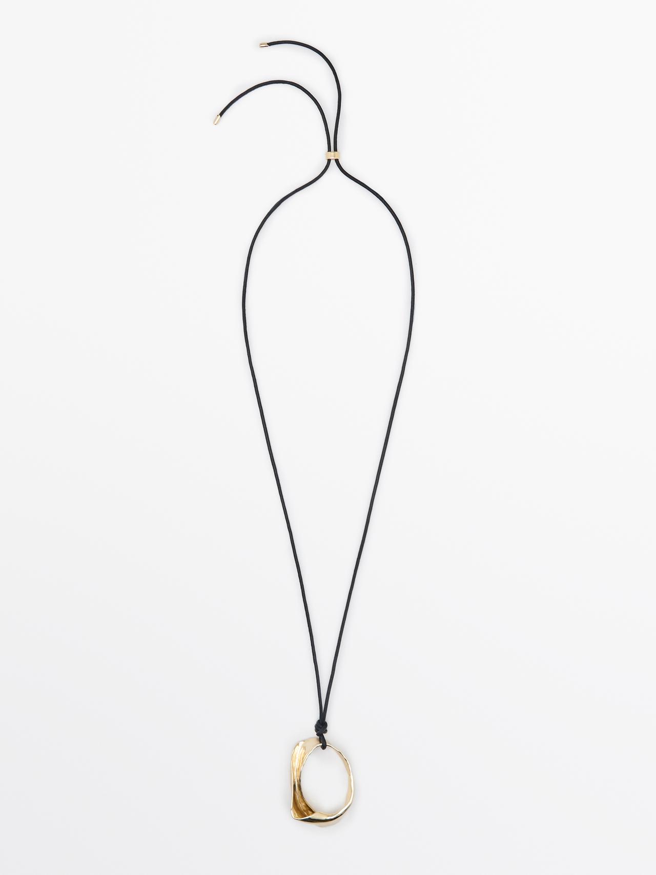 Leather cord necklace with irregular pendant — GOLDEN