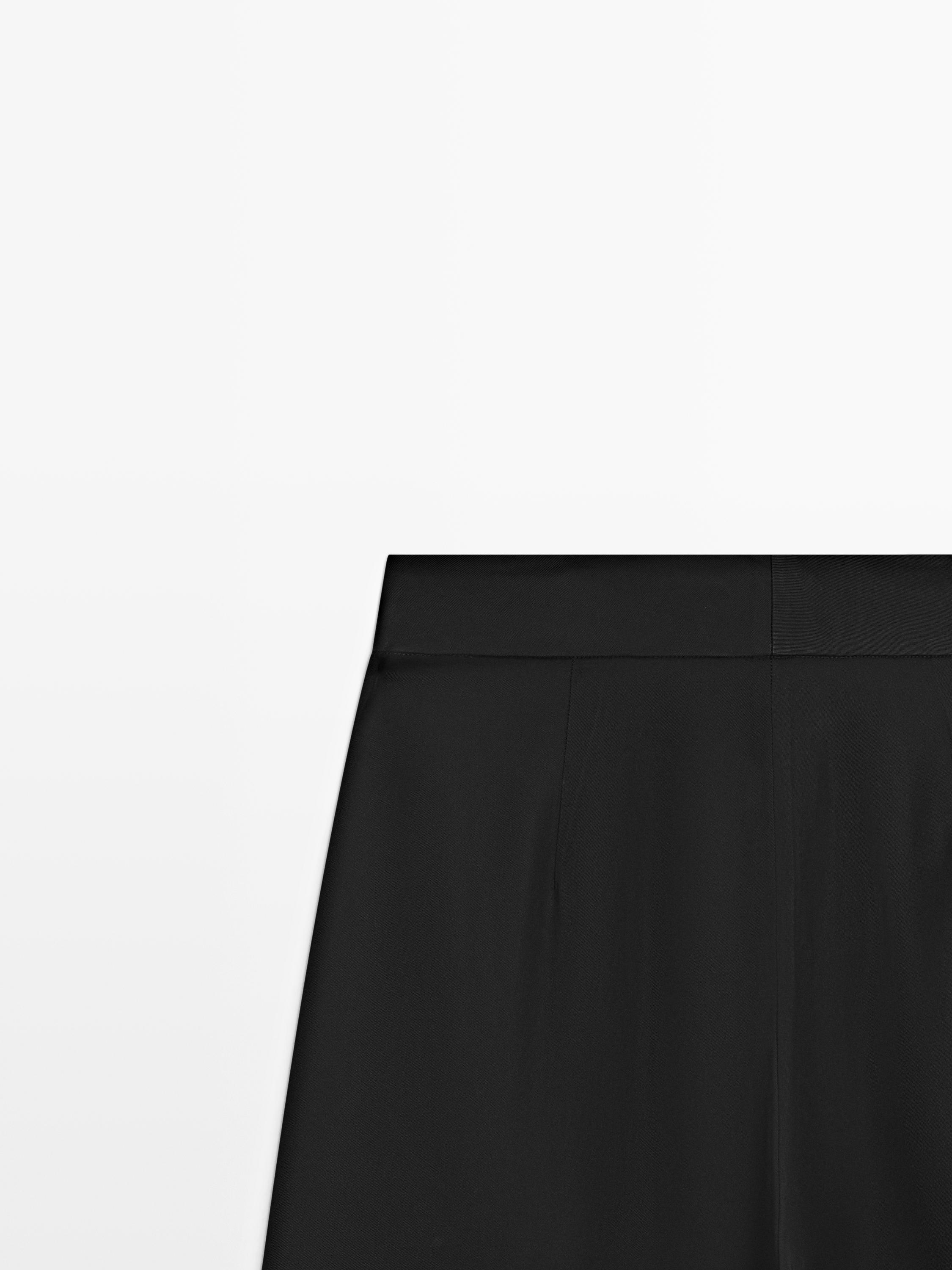 Satin trousers with darts — BLACK