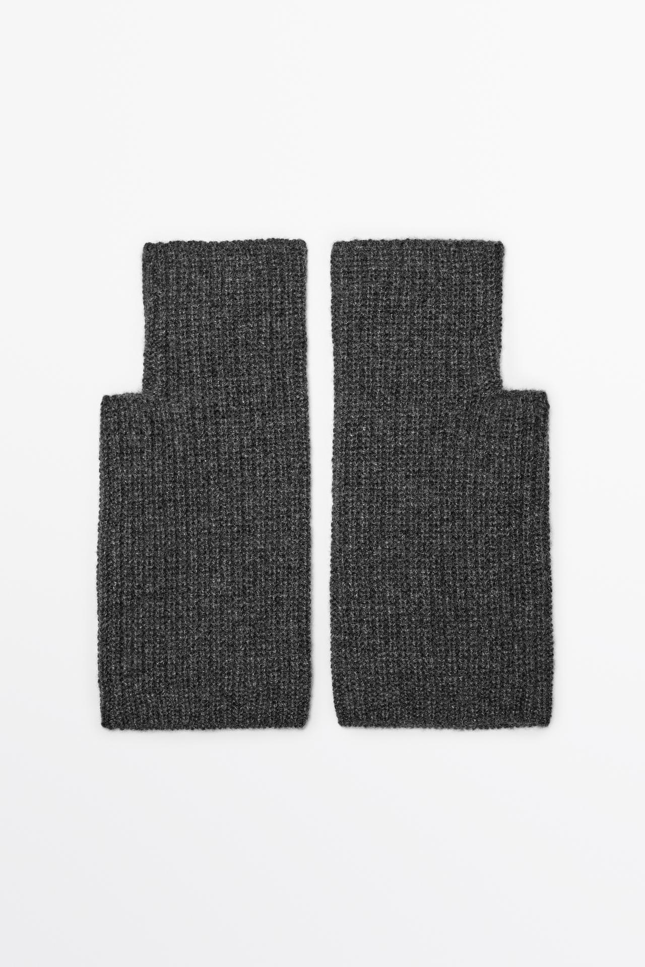 100% Cashmere Knit Mittens — GREY