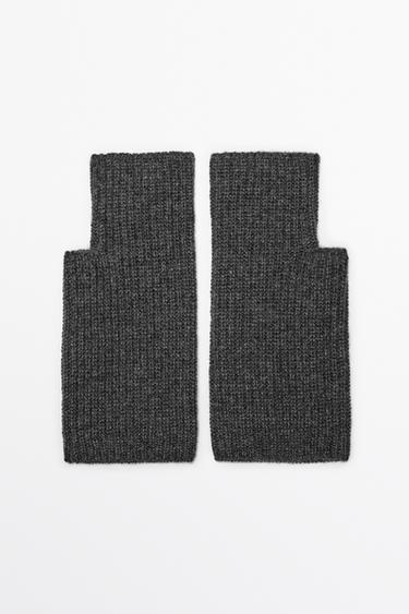 100% Cashmere Knit Mittens — GREY 1