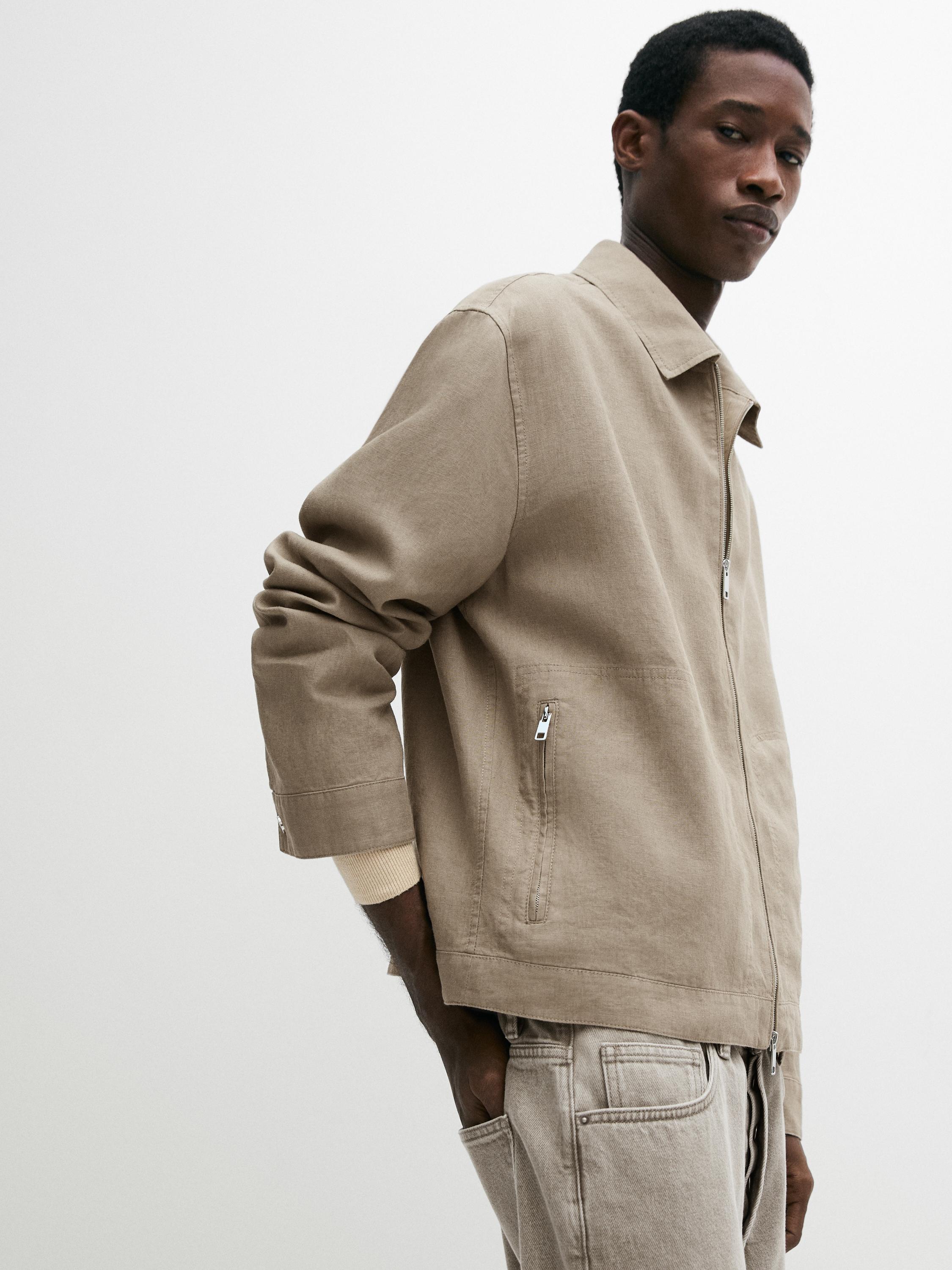 Cropped 100% linen jacket — OCHRE