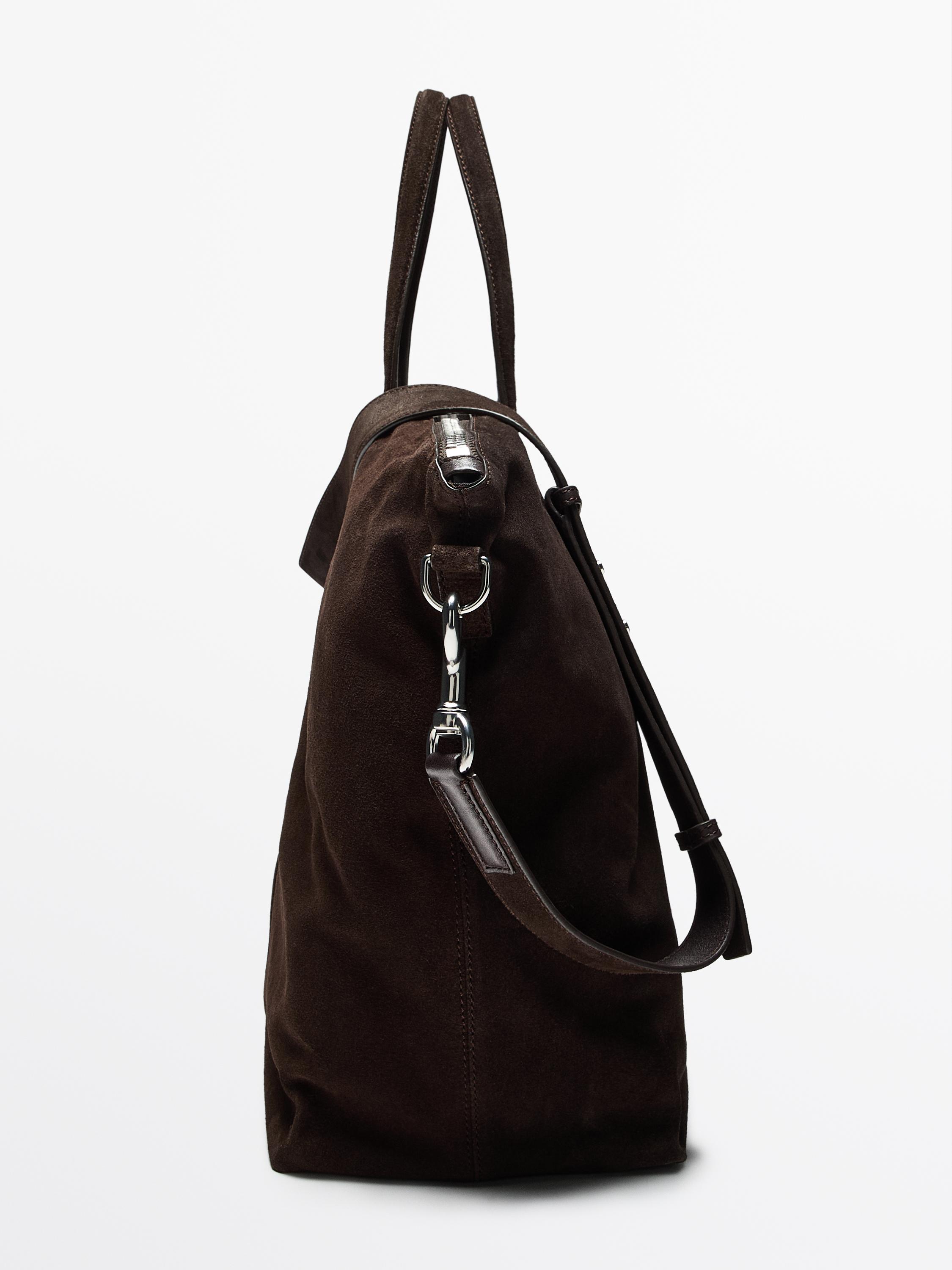 Split suede leather travel bag