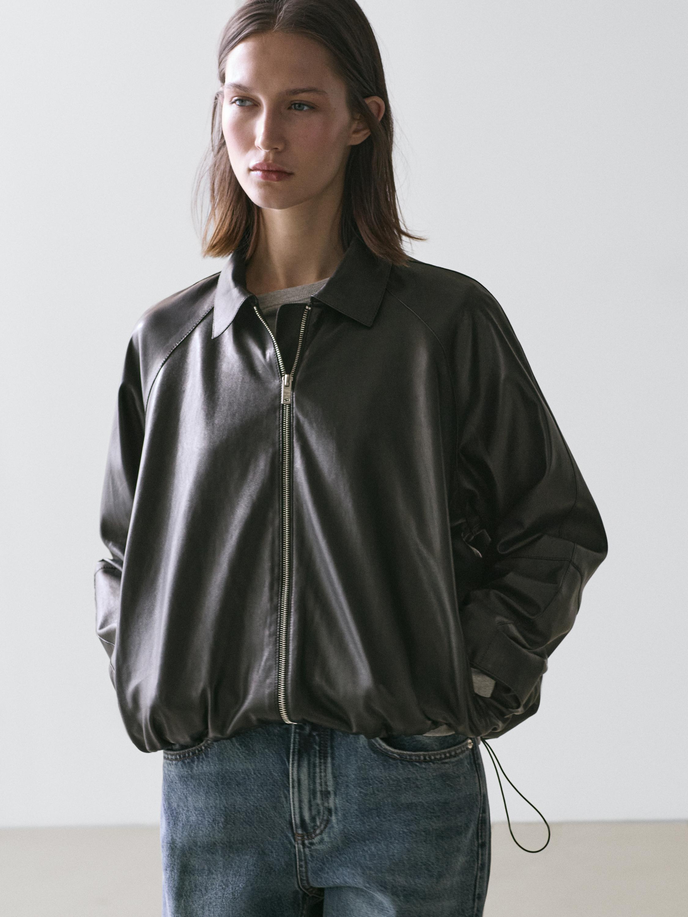 Mango black leather bomber jacket – best affordable black spring jacket for women 2026