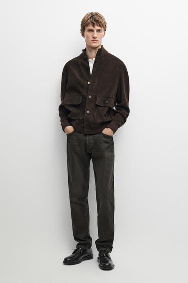 Contrast suede jacket — RUSSET 1