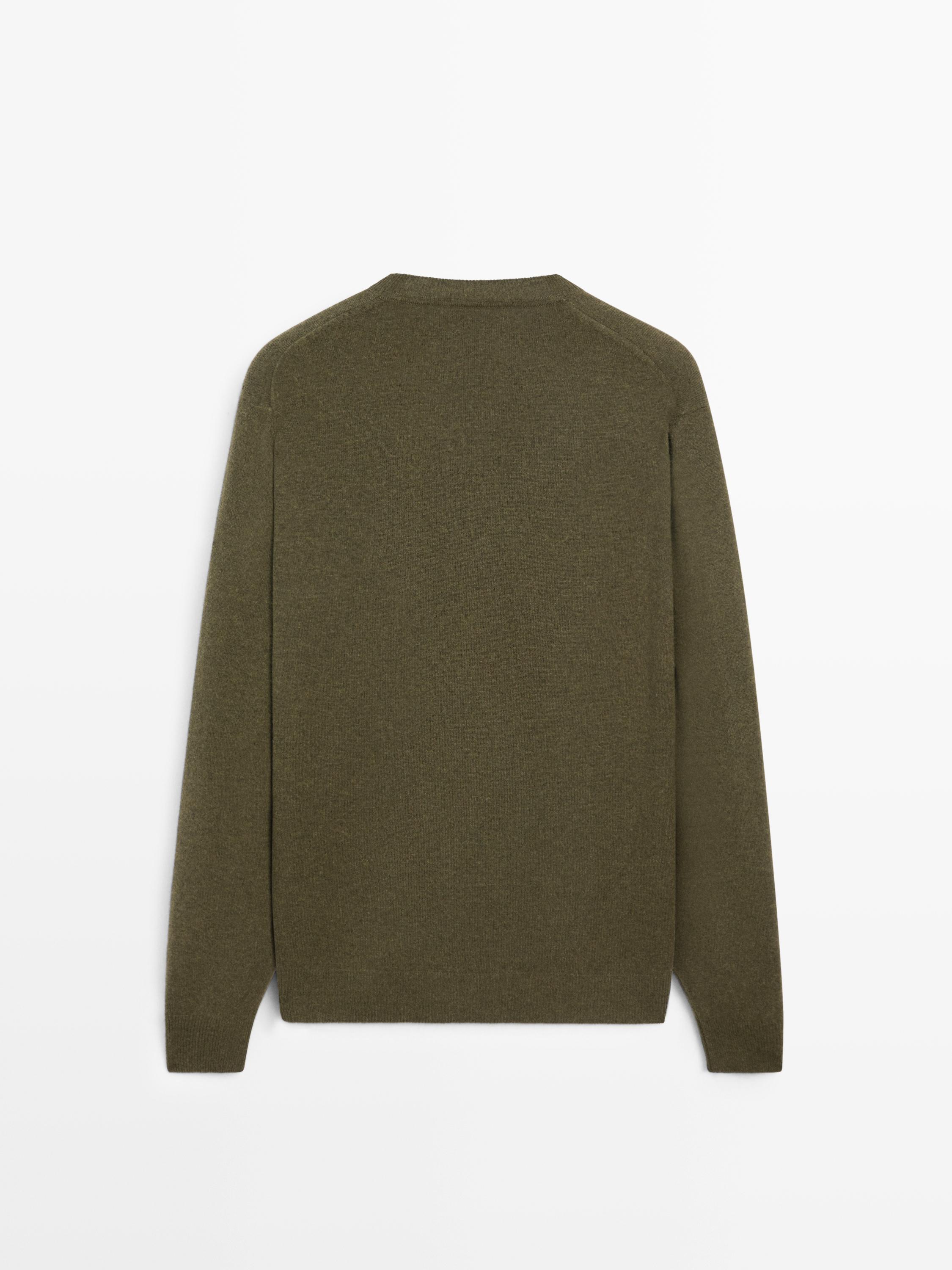 100% wool knit sweater — GREEN MARL