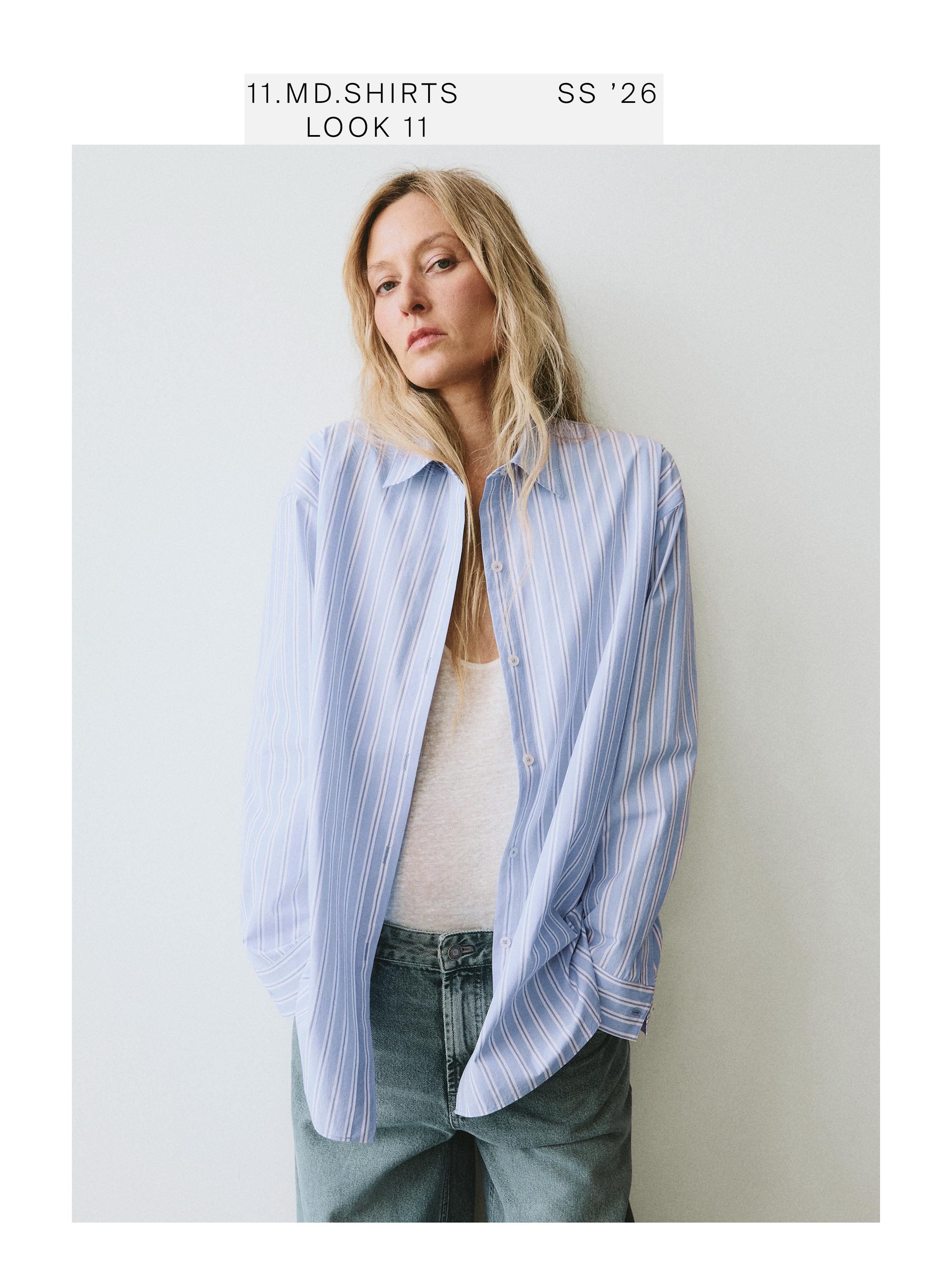 100% cotton striped shirt — BLUE