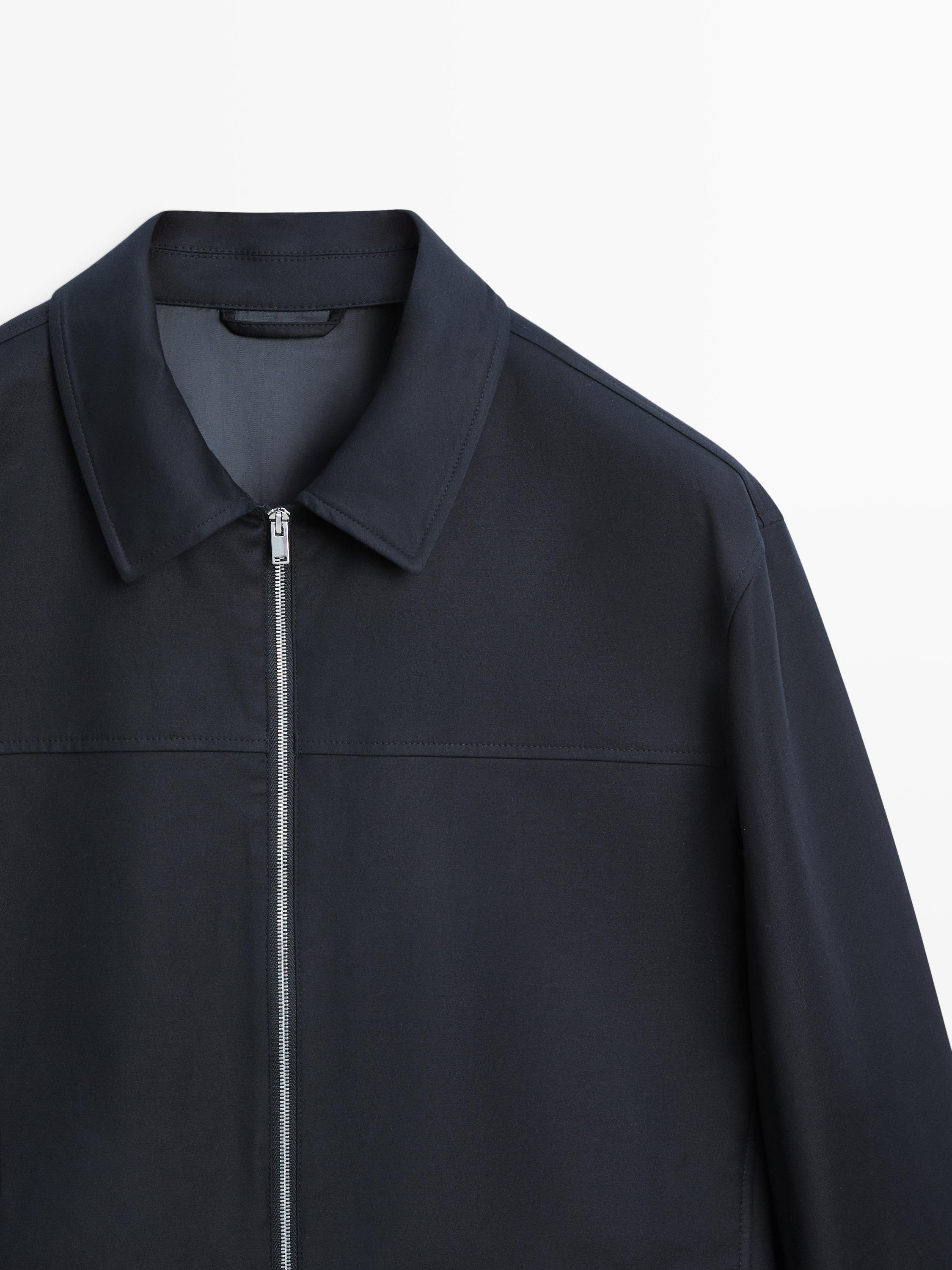 Cotton blend jacket — NAVY BLUE