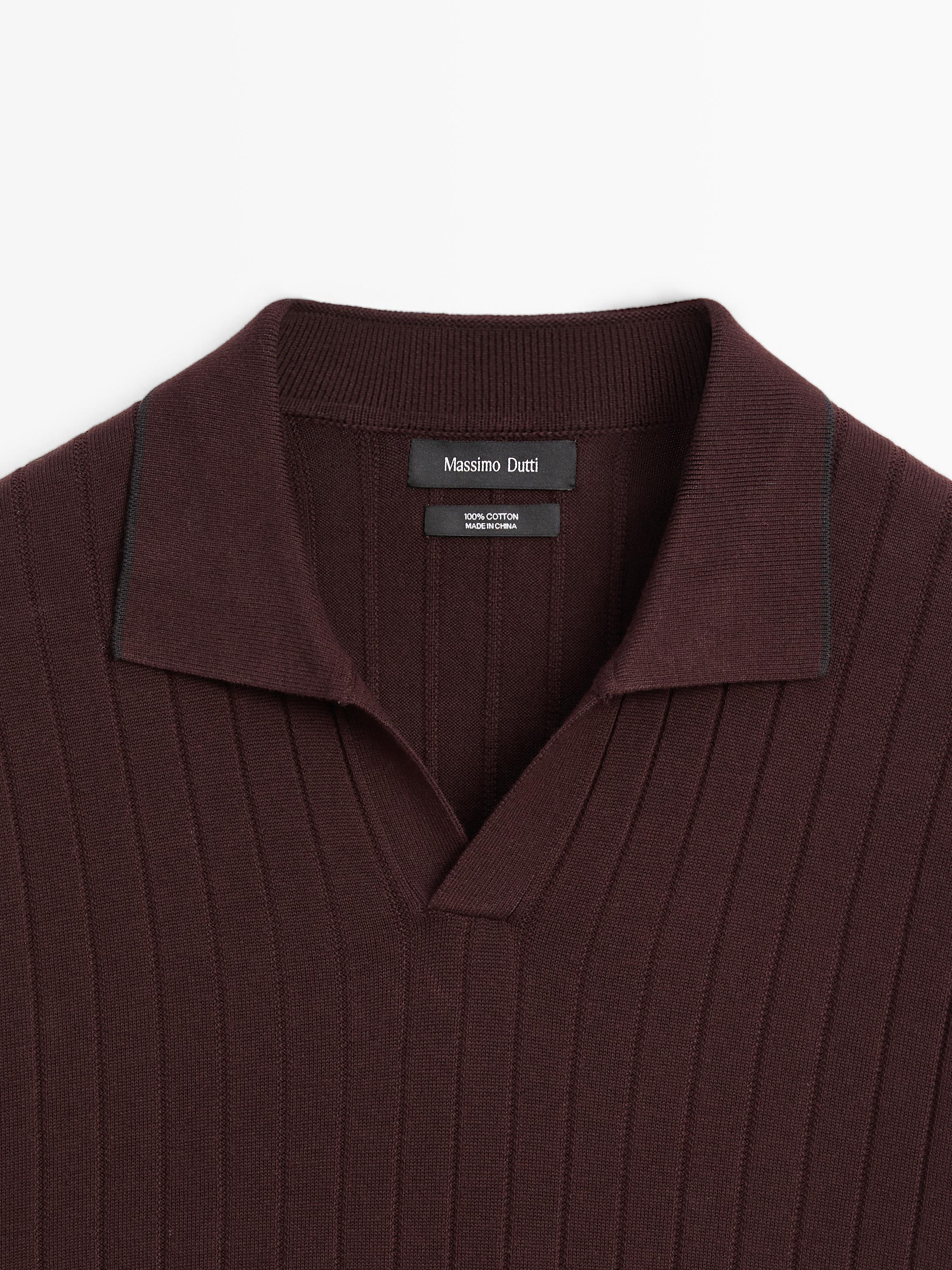 Ribbed knit polo shirt