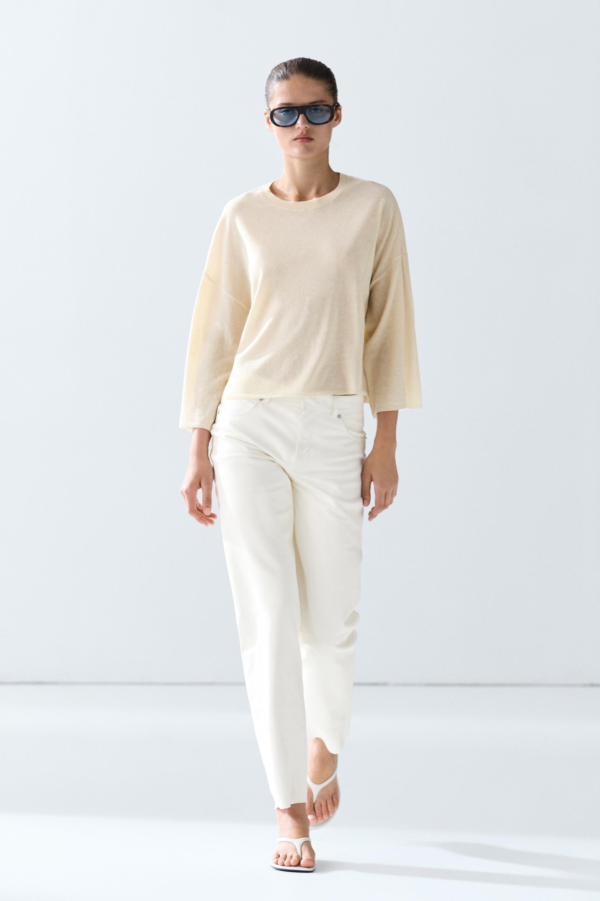 Round neck knit sweater — Vanilla