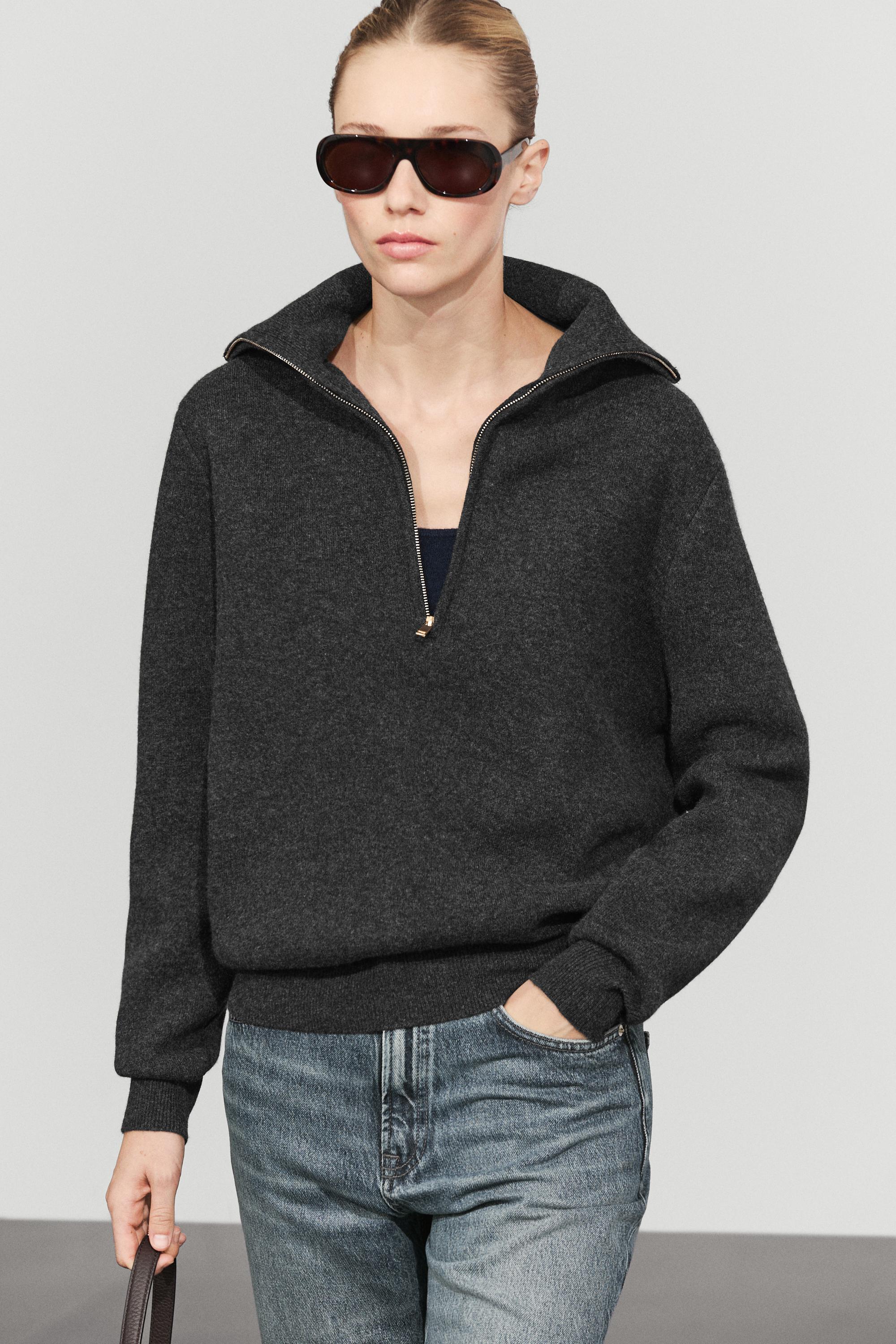 Jersey punto cuello amplio cremallera