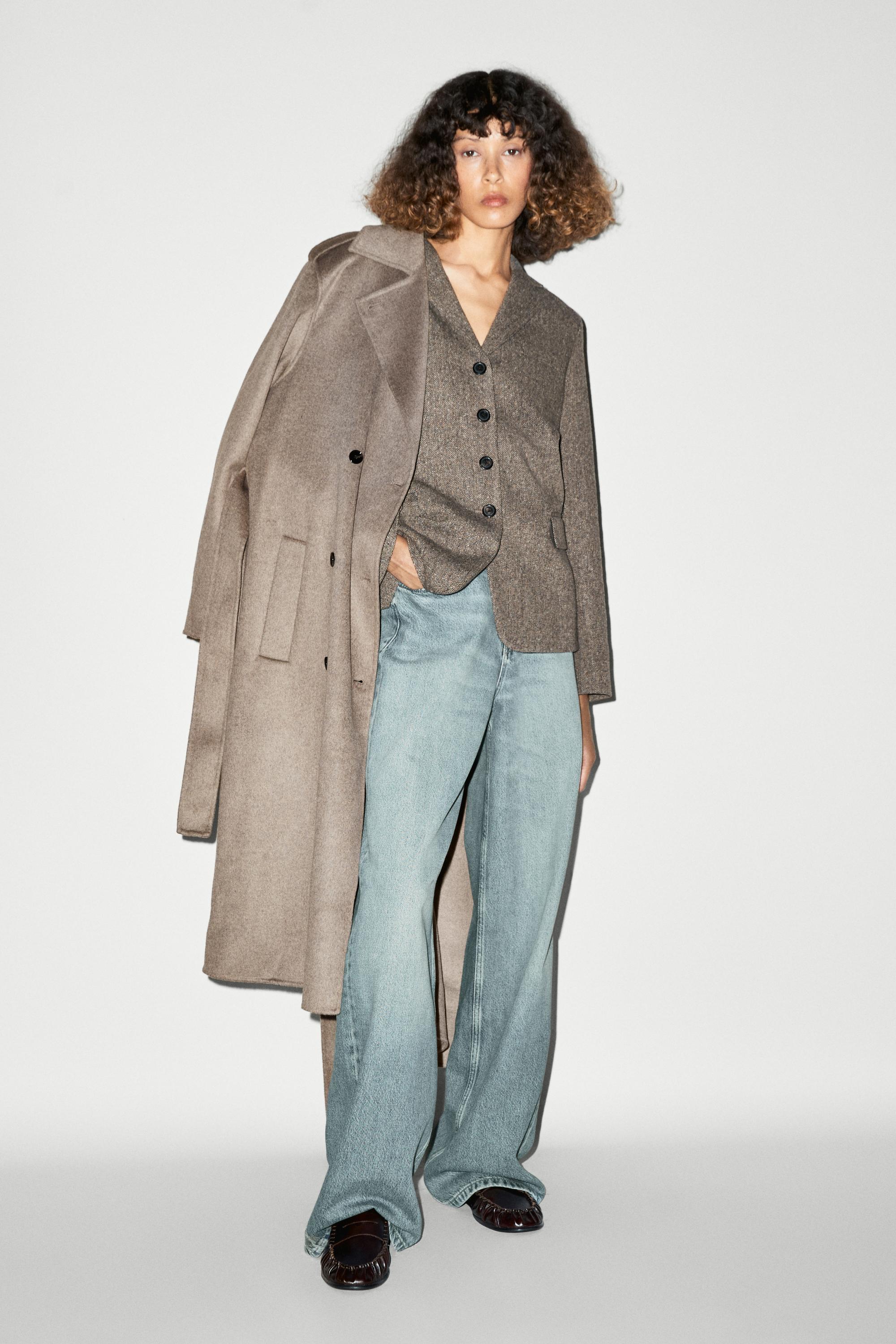 Cropped wool blend blazer — BROWN