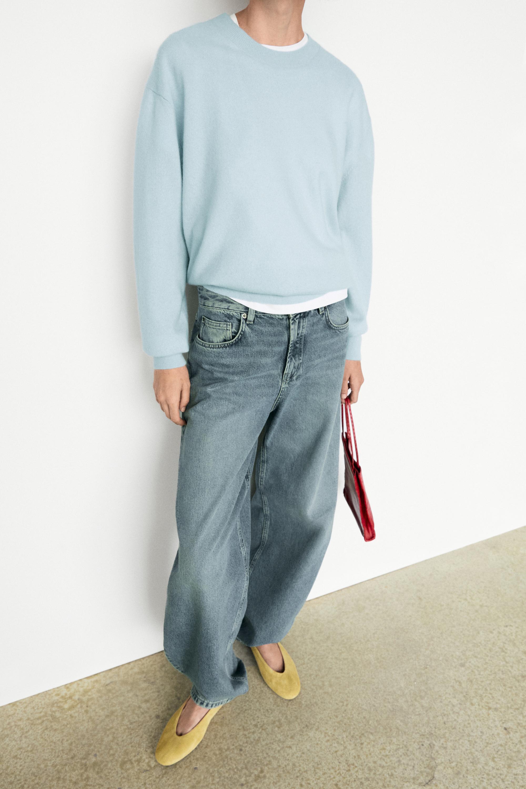 100% cashmere long sleeve sweater — Light blue (alternate view)