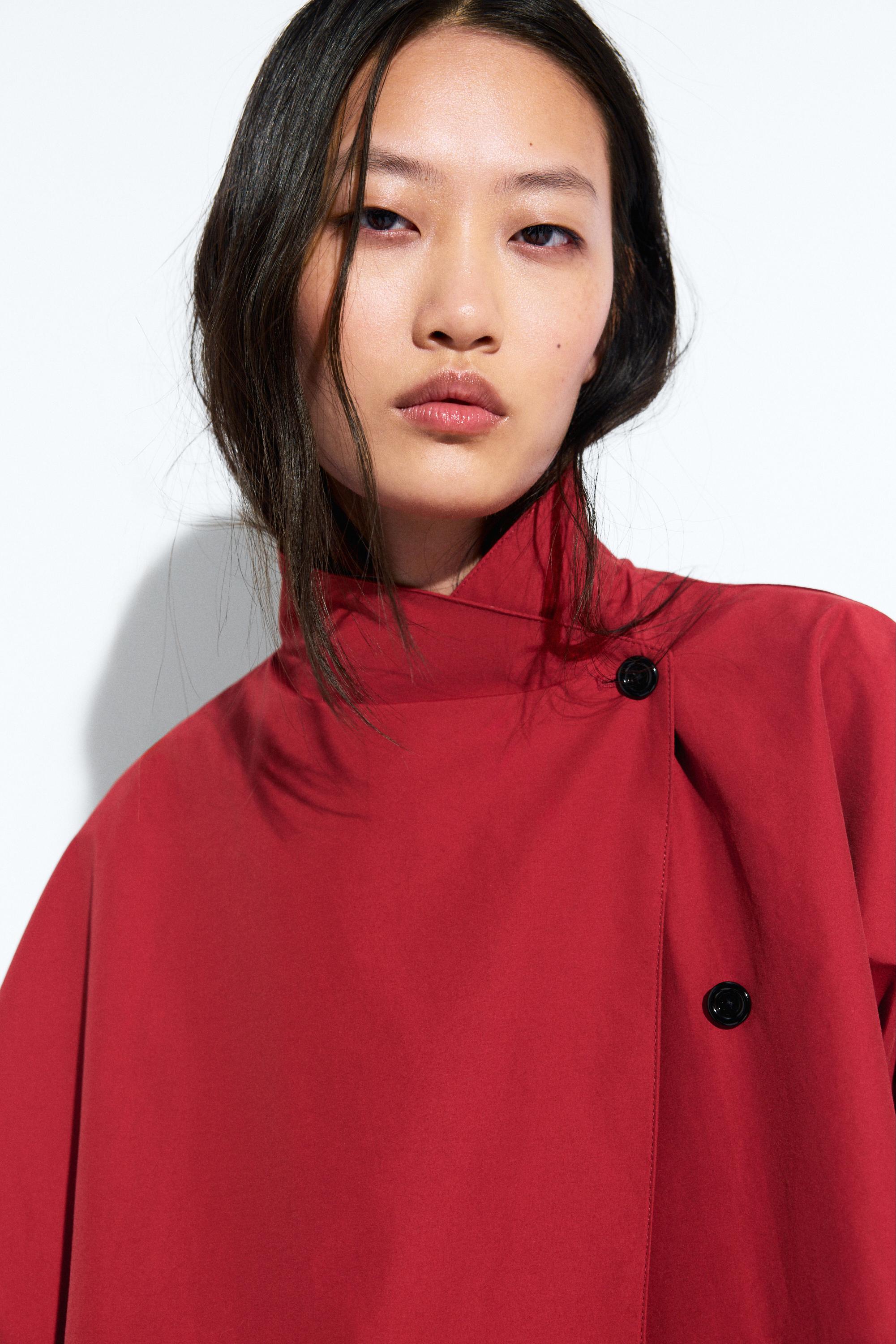 Technical bomber jacket with side button — BRIGHT RED