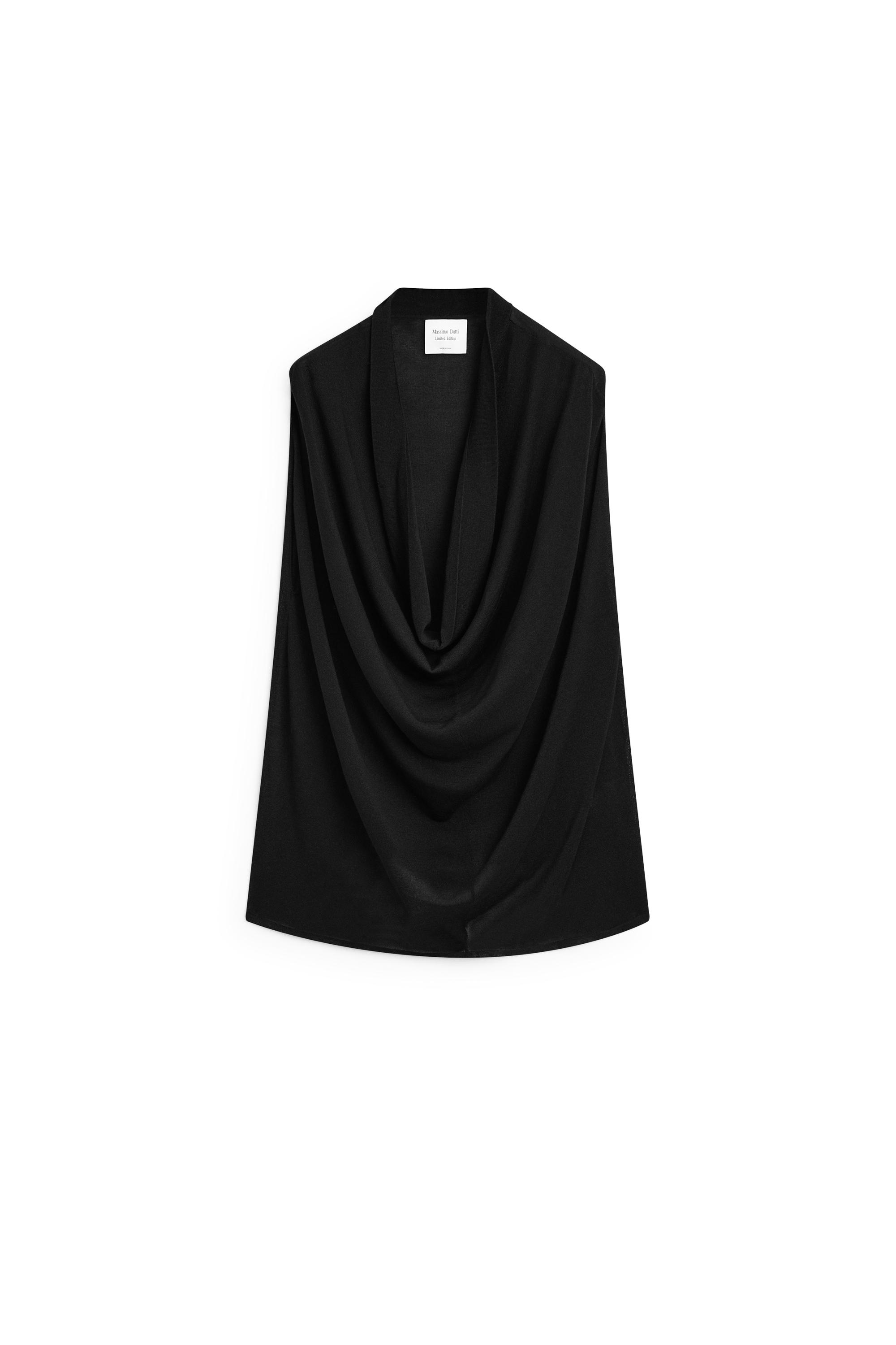 Silk blend top with cowl neckline - LIMITED EDITION — BLACK