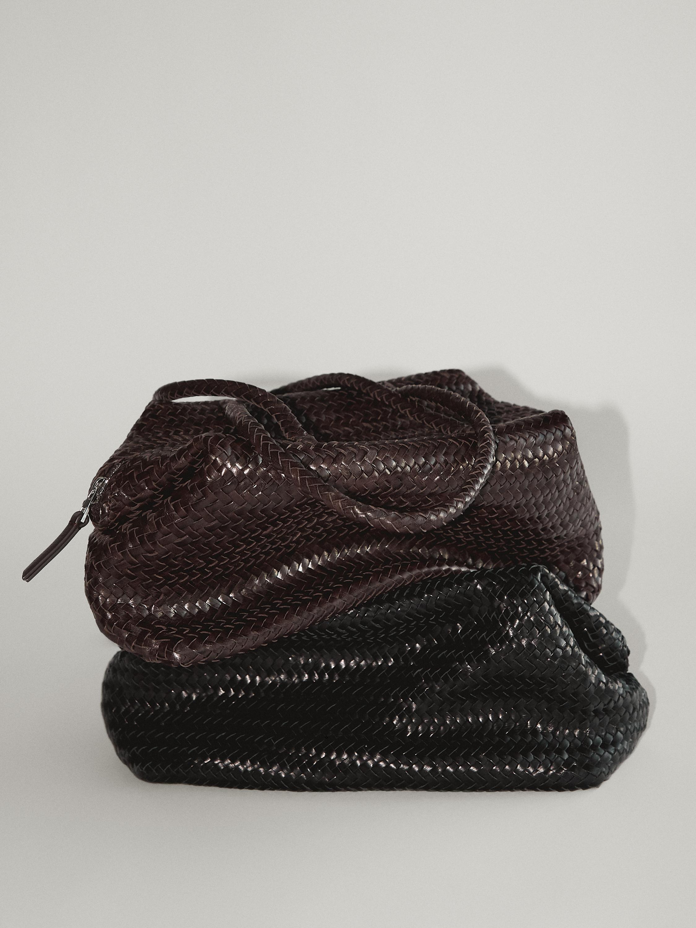 Braided nappa leather satchel bag