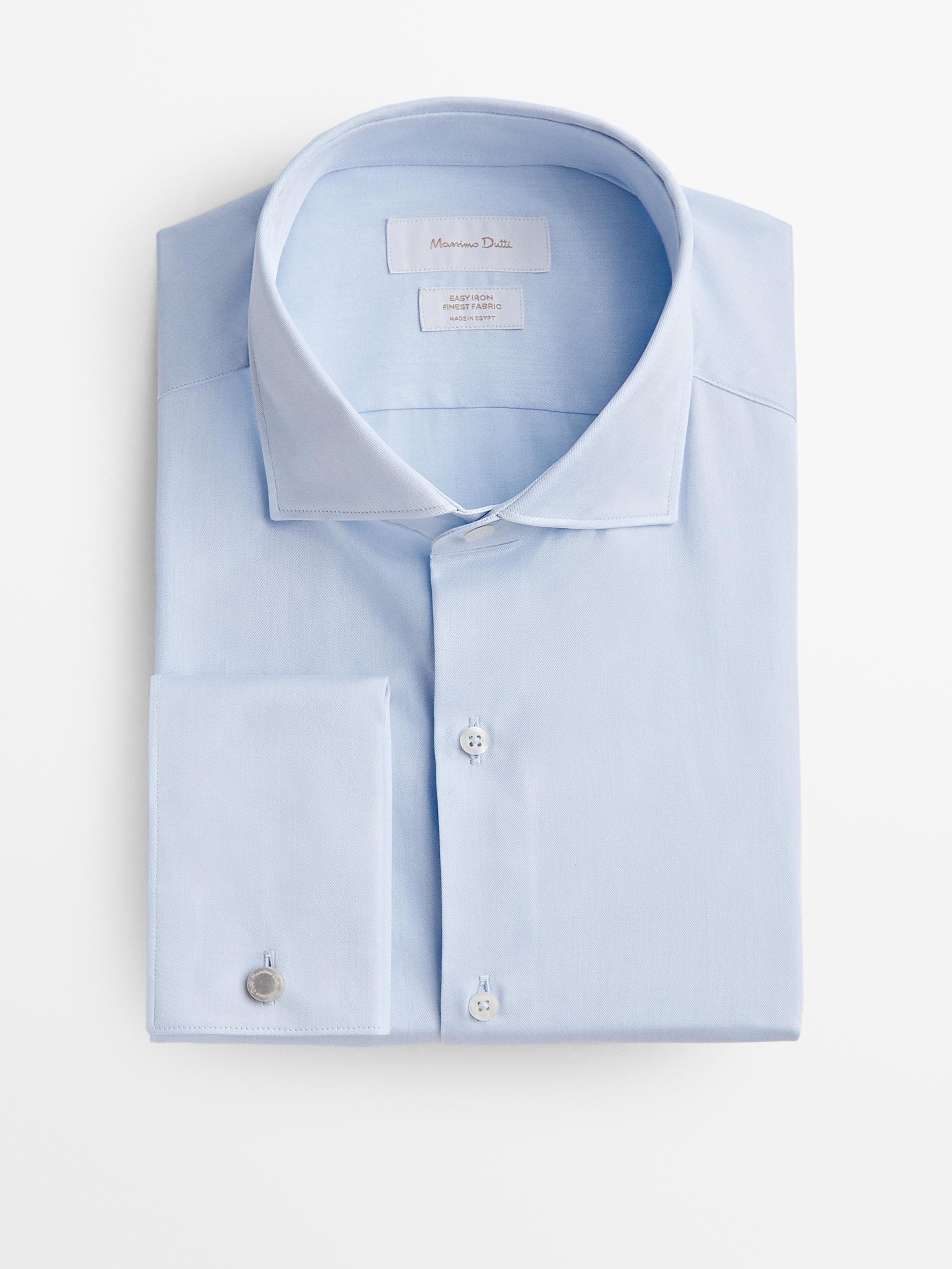 Slim-Fit-Hemd aus Baumwolle mit doppelten Manschetten
