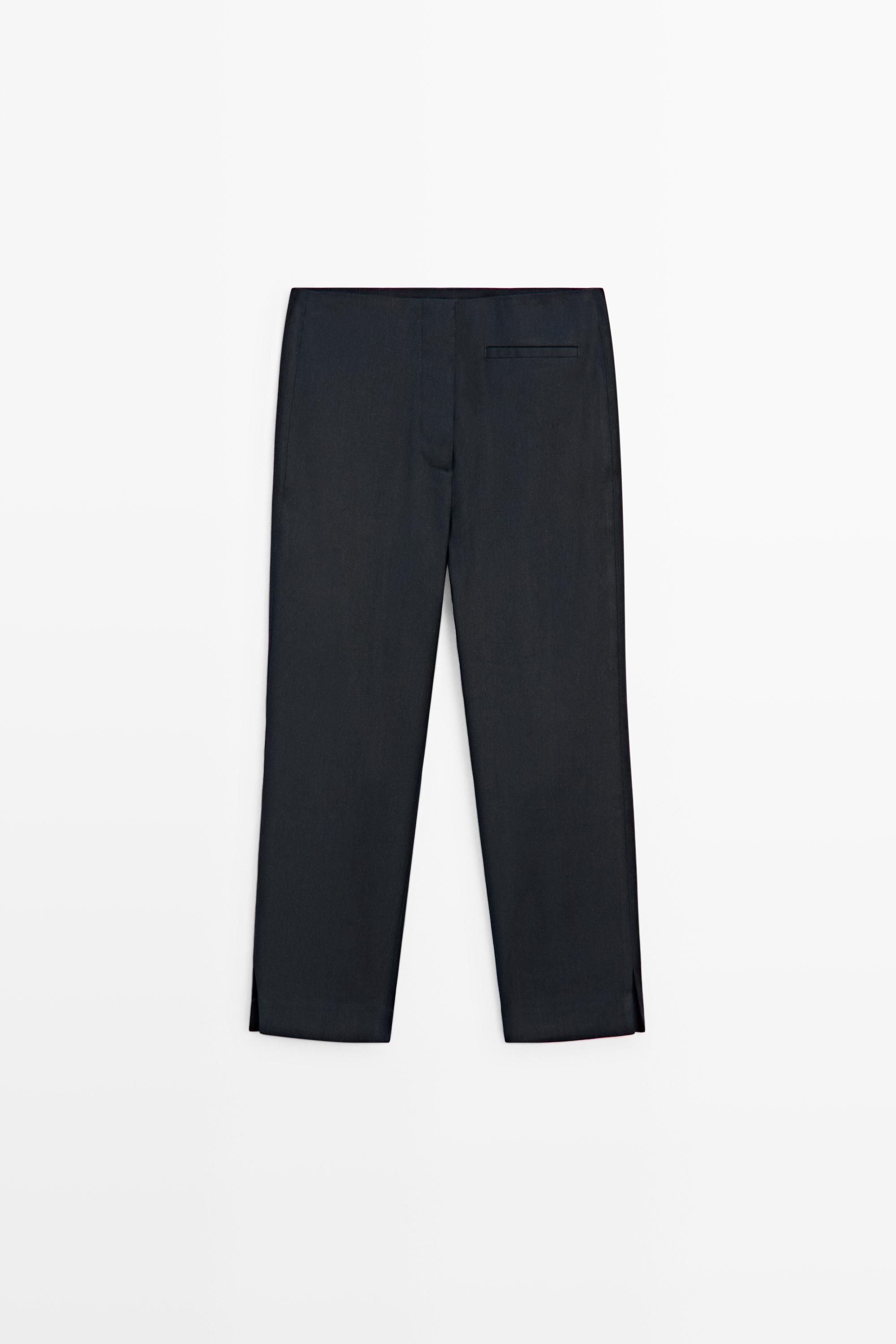 Lightweight linen blend pants — NAVY BLUE