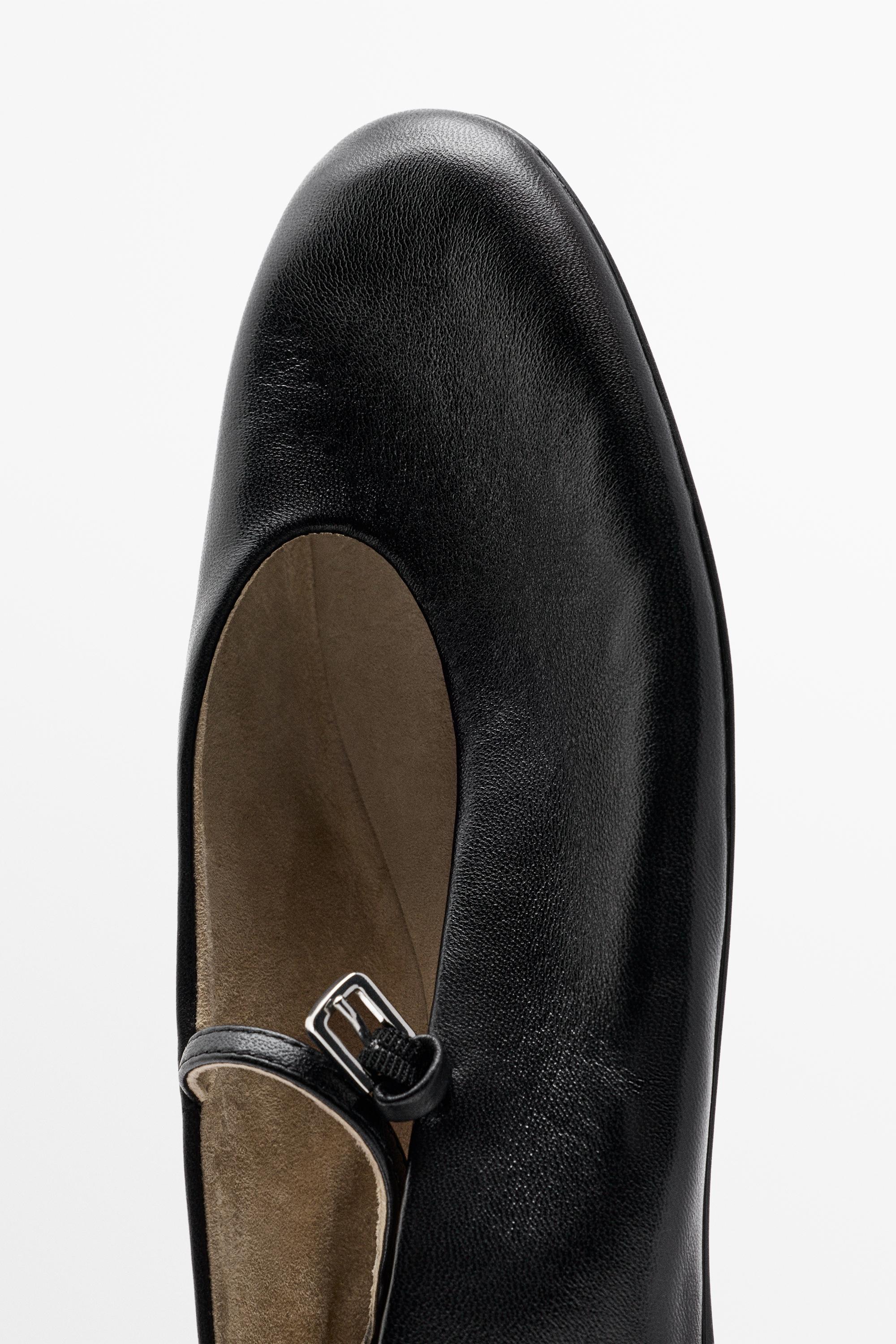 Soft leather ballerinas — BLACK