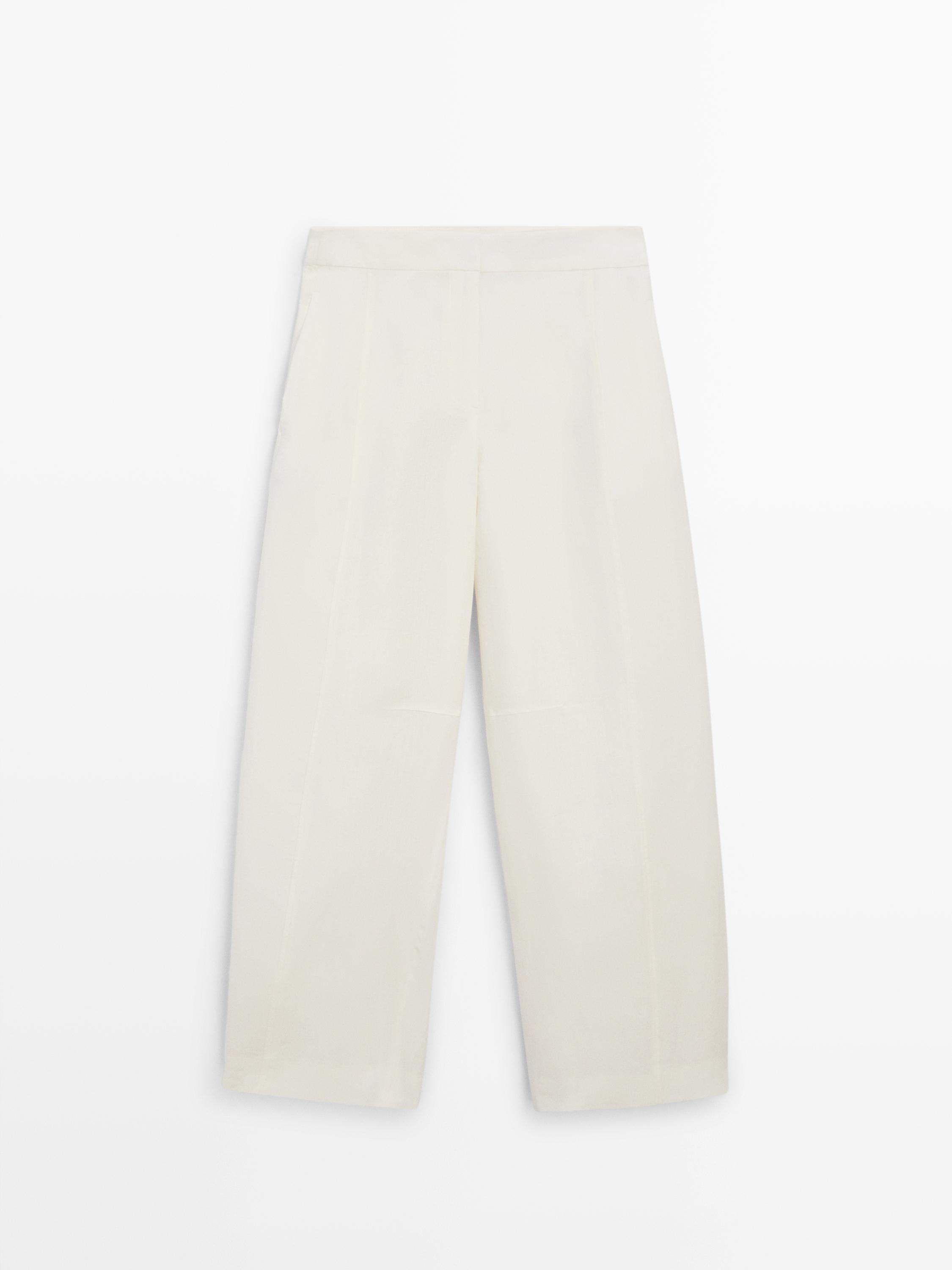 Linen barrel fit pants — Off white