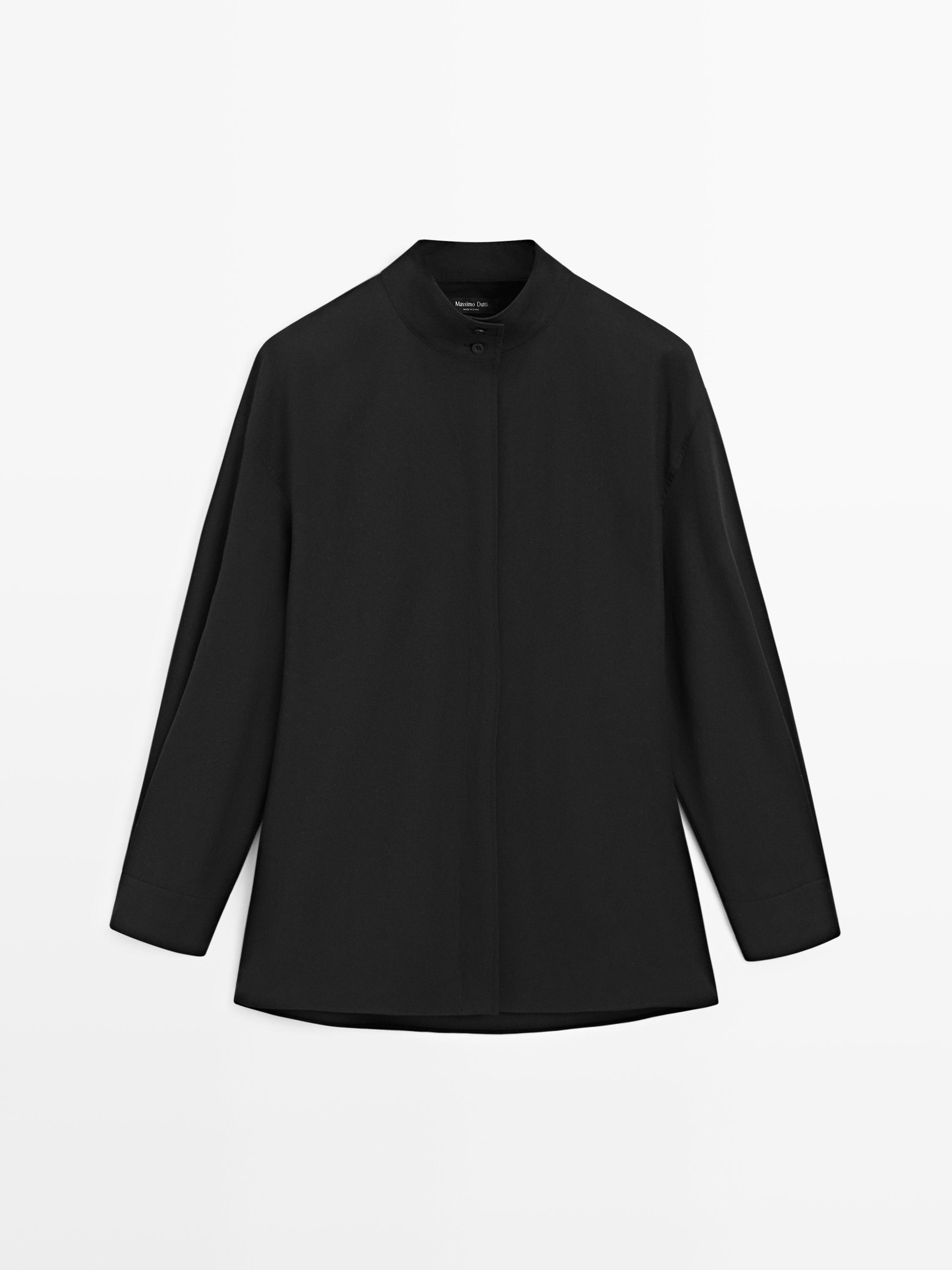 High neck shirt with strap detail