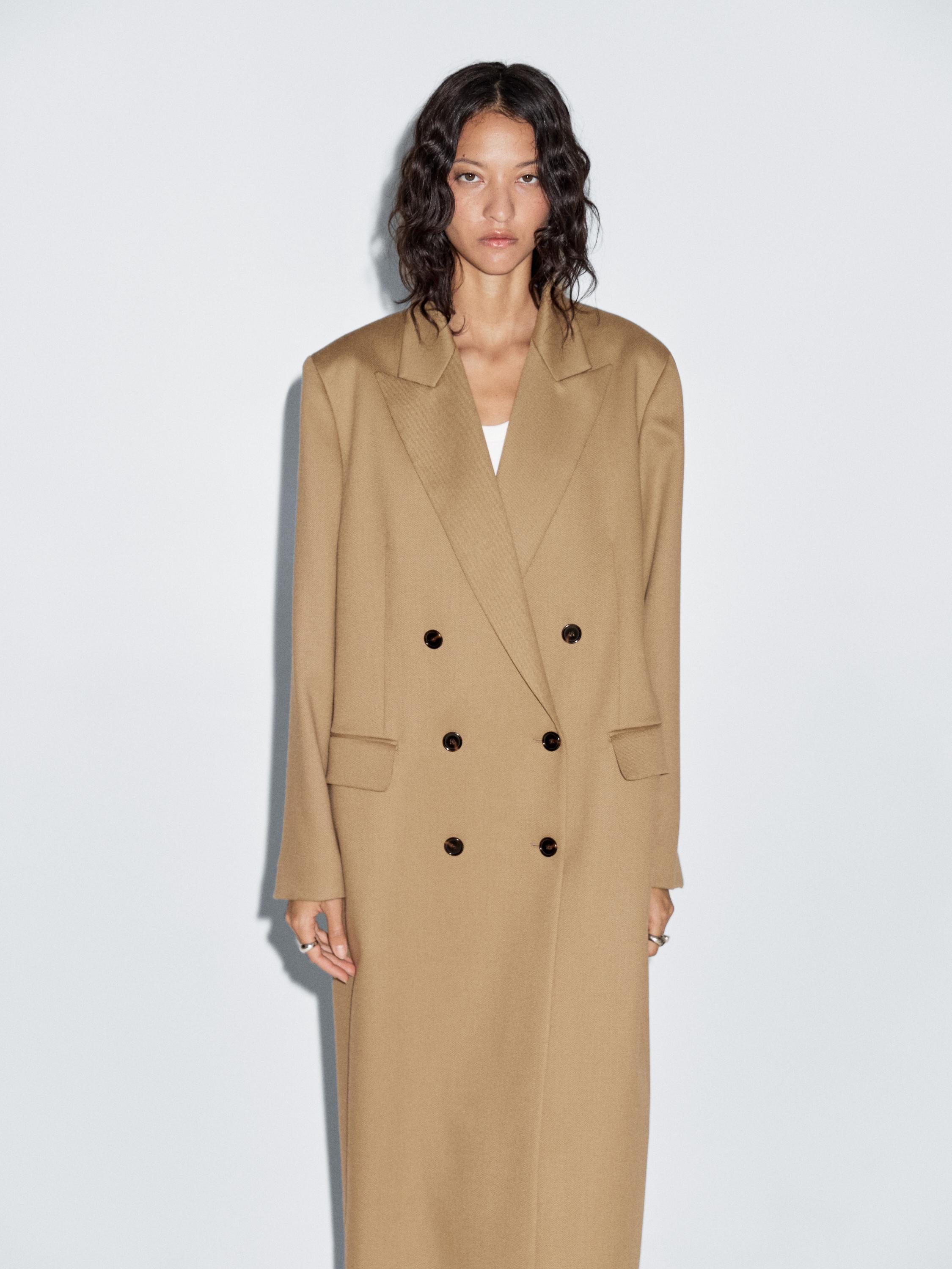 100% wool long coat CAMEL