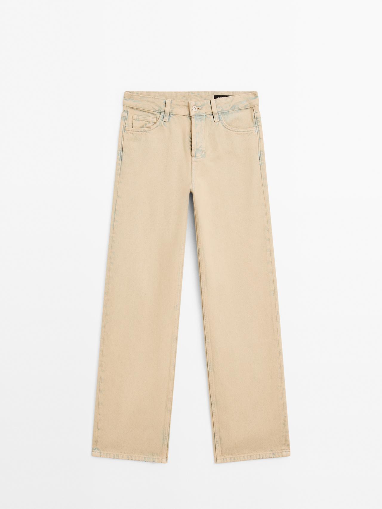 Massimo Dutti - Dame - Mid Waist Jeans I Bomuld Med Brede Ben - Blå - 40