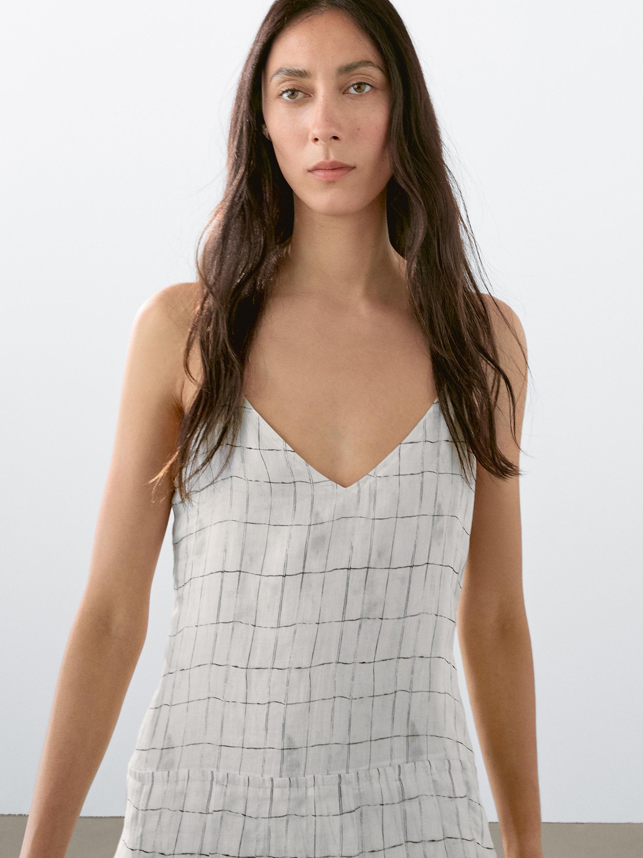 Vestido midi vuelo cuadros