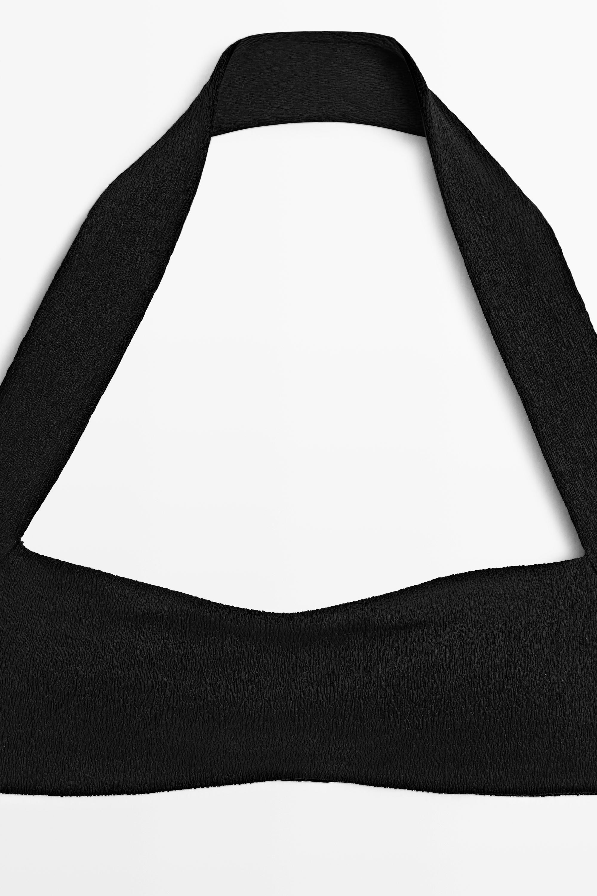 Textured halter bikini top — BLACK