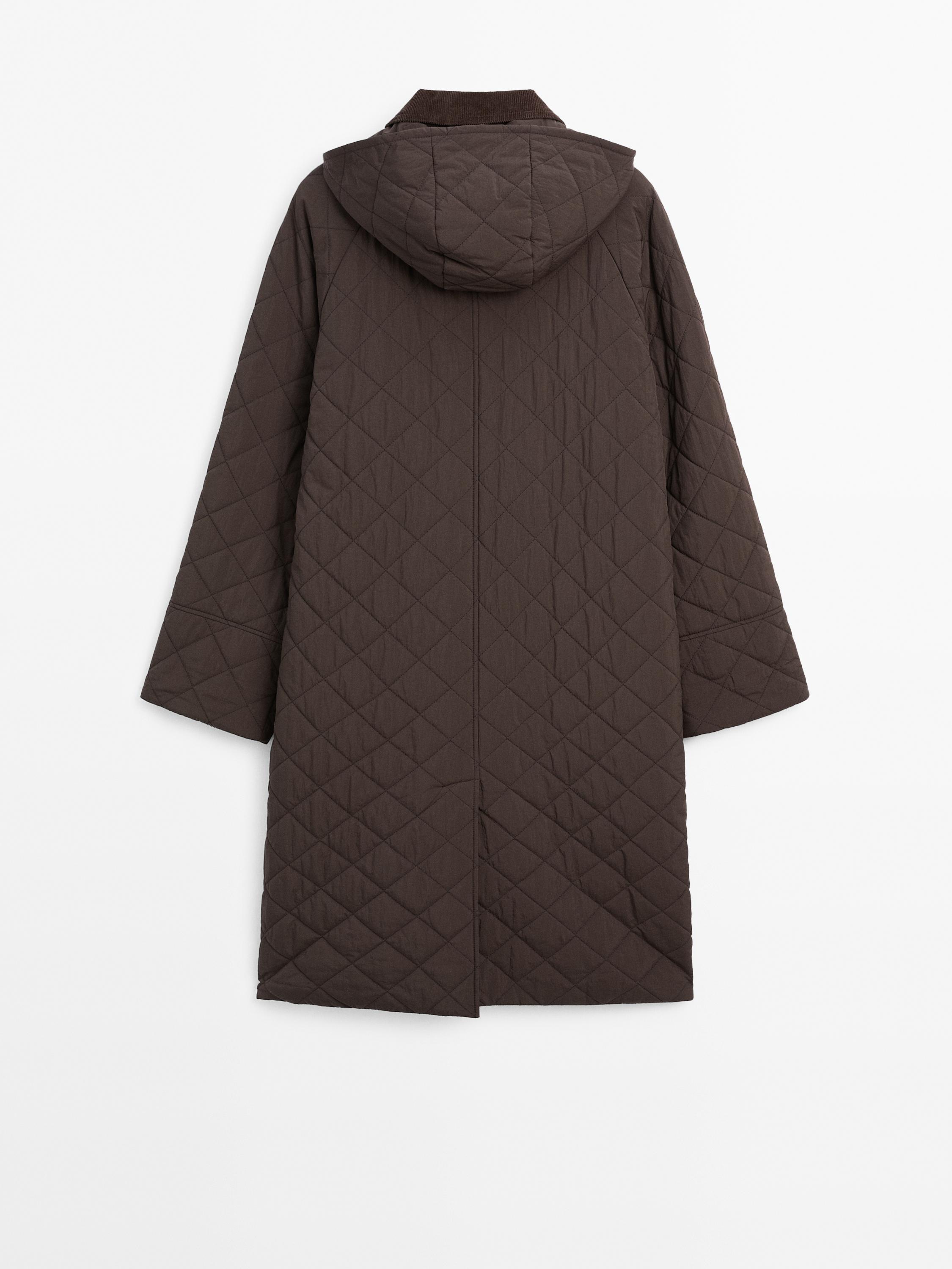 Long coat with corduroy detail