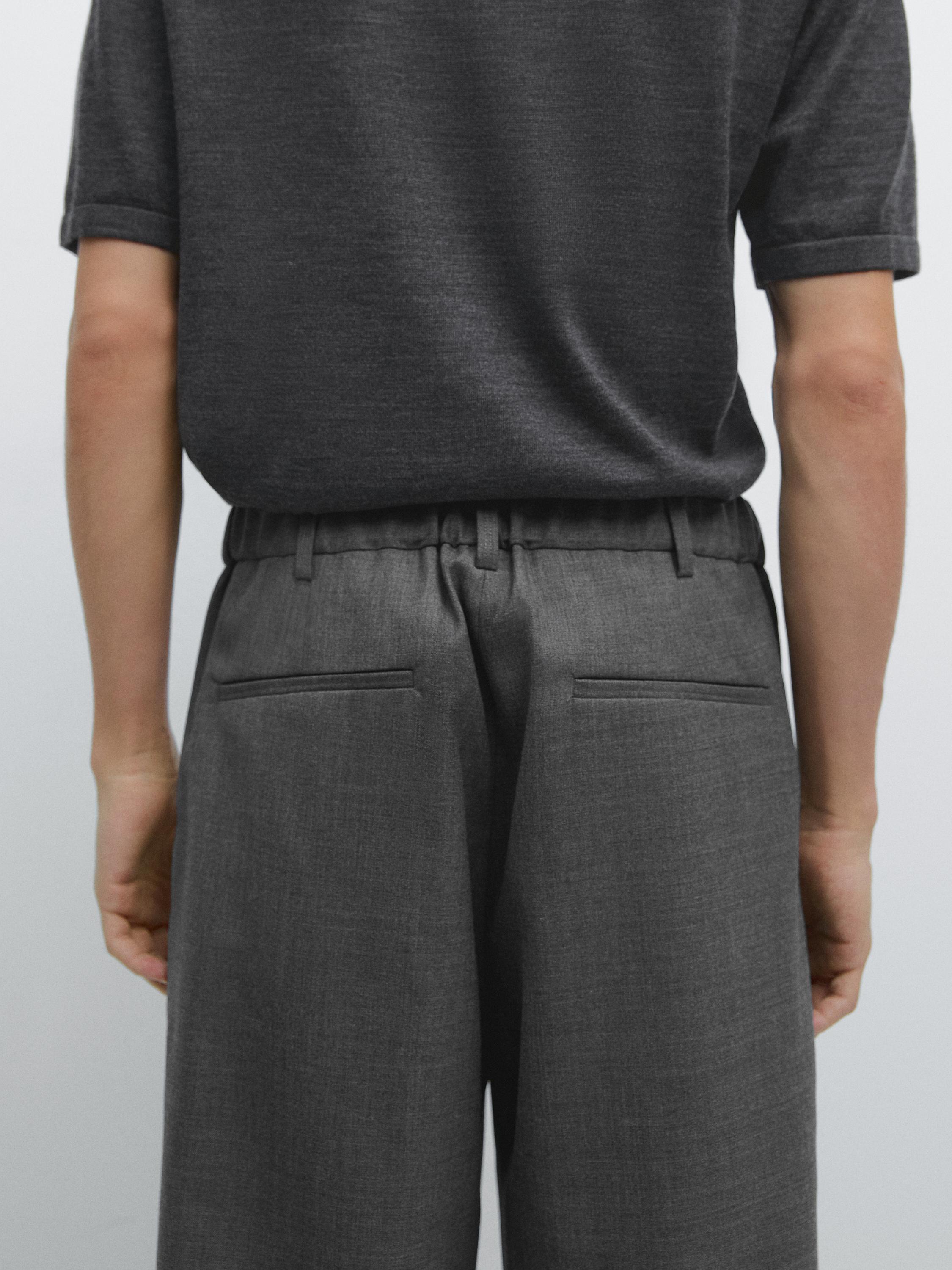 Relaxed fit darted cool wool blend trousers — GREY