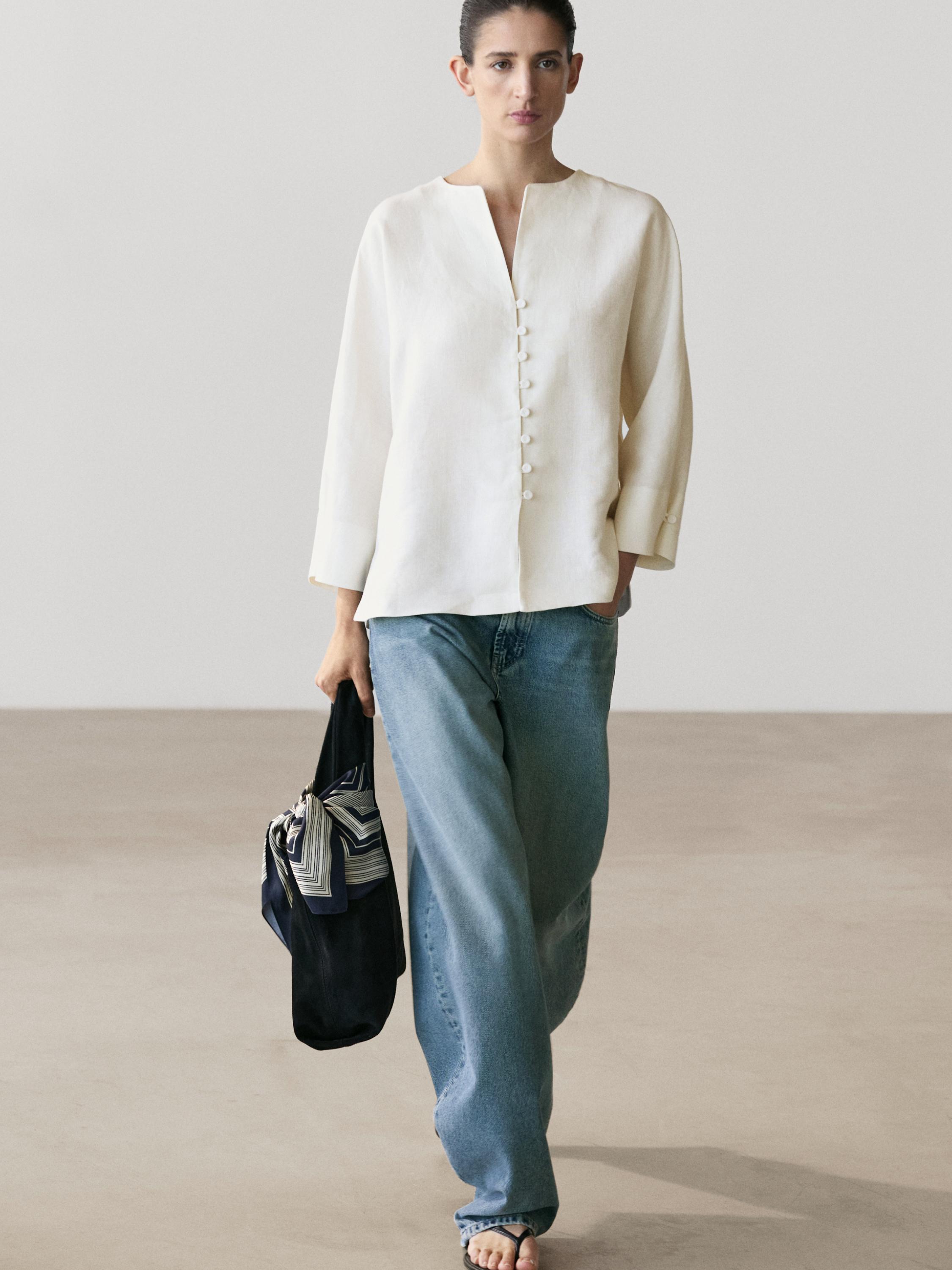 High-waist barrel fit jeans — Light Blue