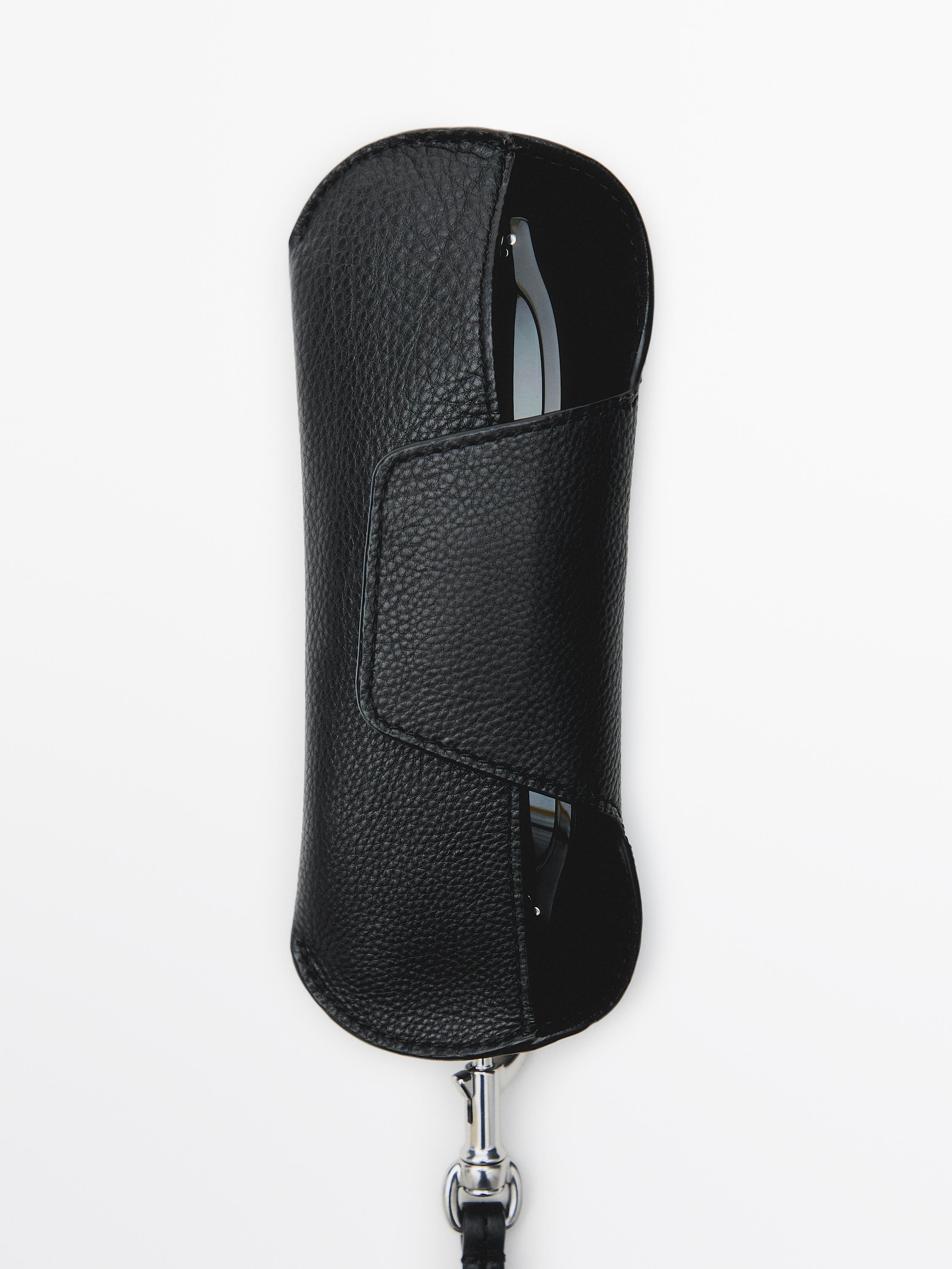 Nappa leather glasses case — BLACK